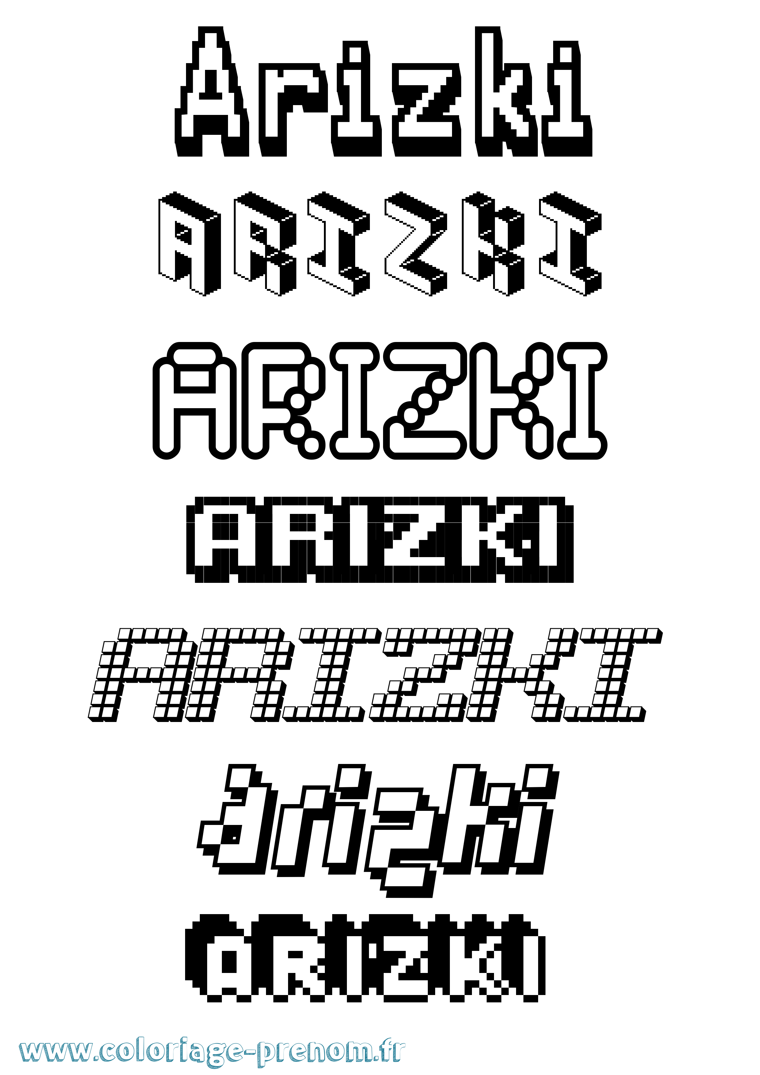 Coloriage Arizki Pixel Coloriage prénom Arizki Pixel