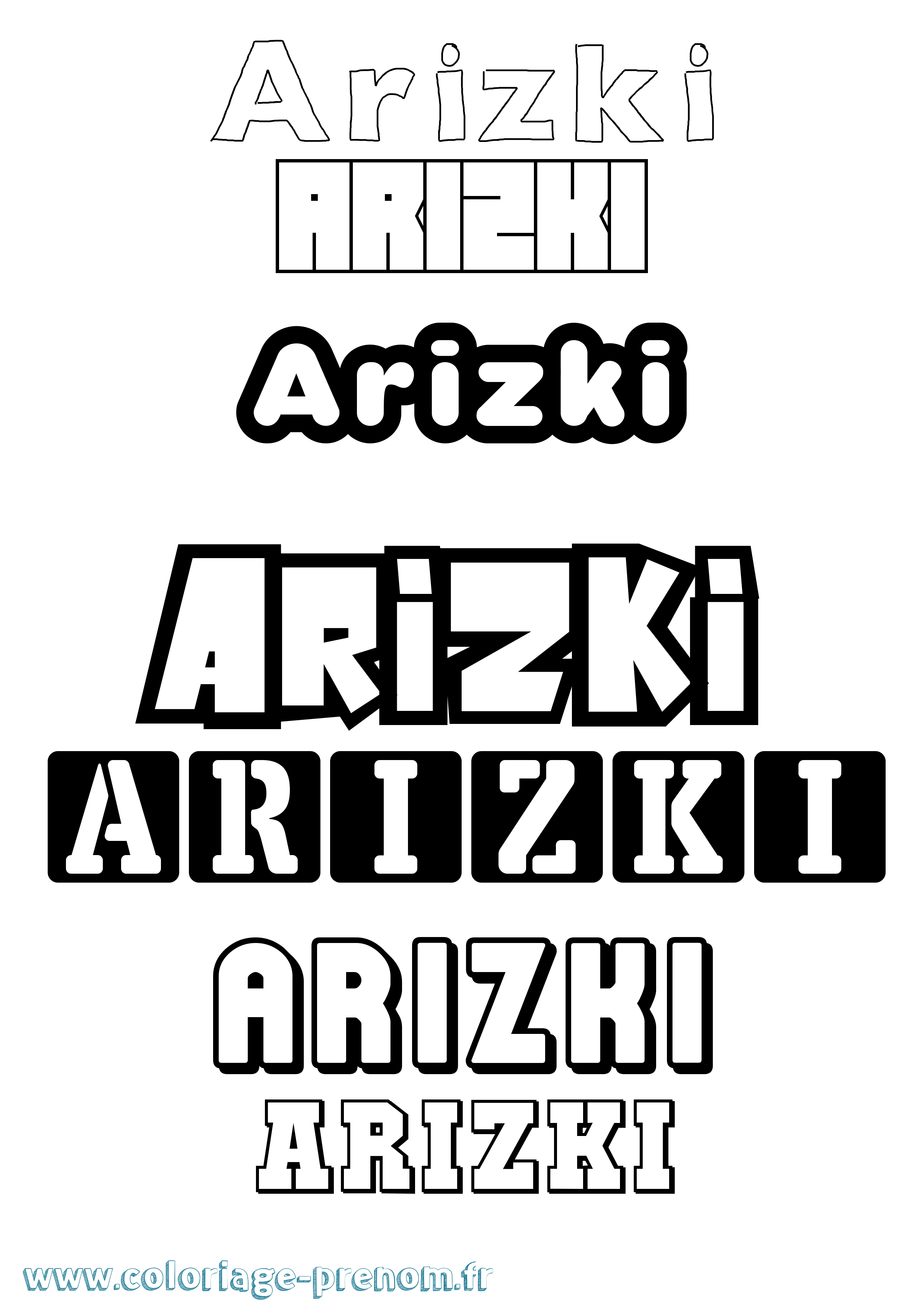 Coloriage Arizki Simple Coloriage prénom Arizki Simple