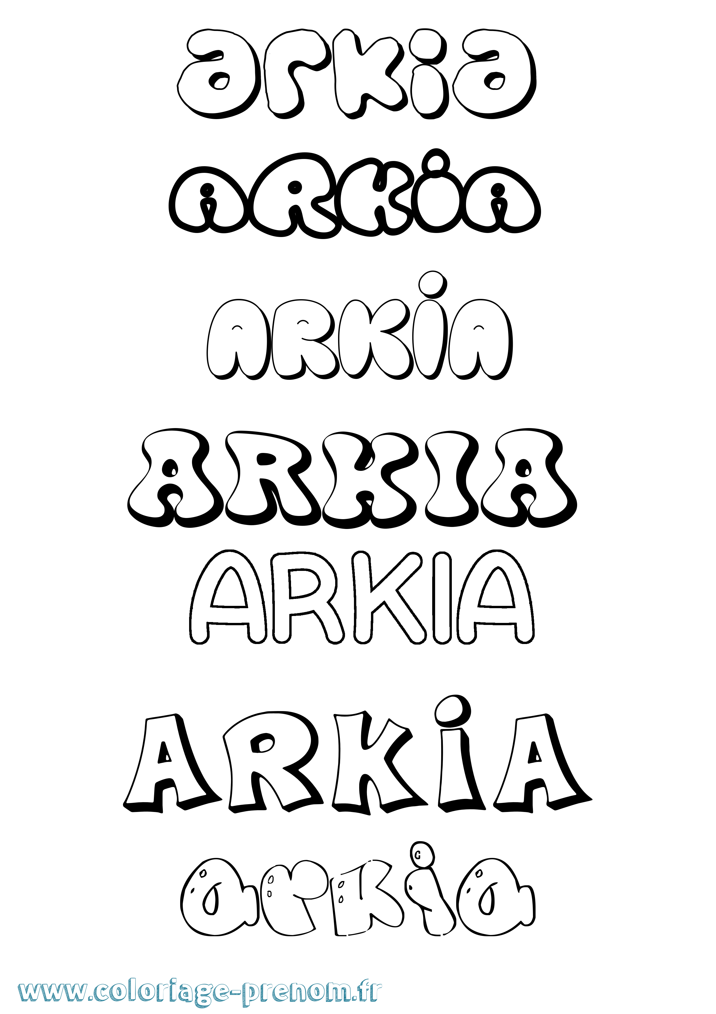 Coloriage Arkia Bubble Coloriage prénom Arkia Bubble