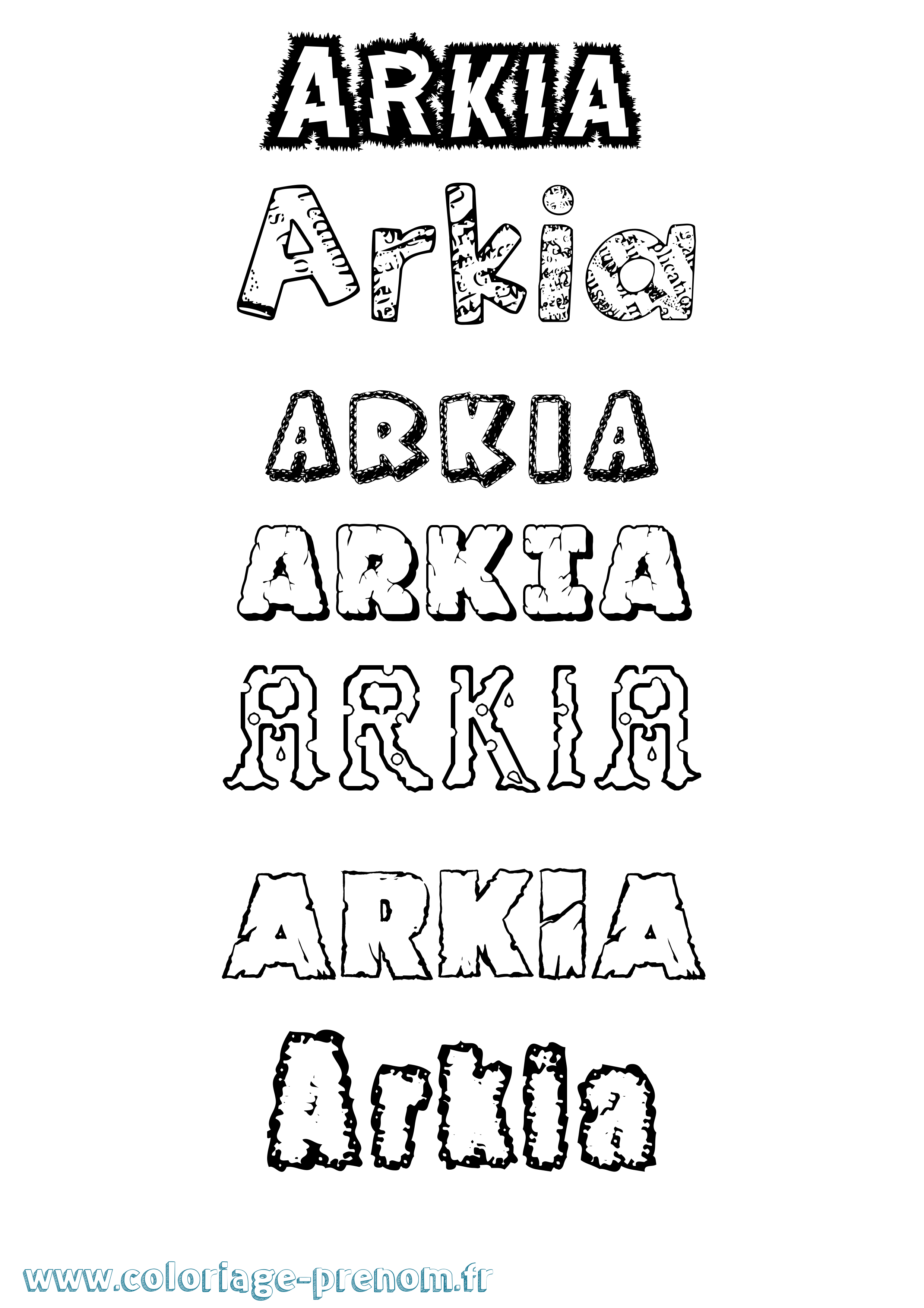 Coloriage Arkia Destructuré Coloriage prénom Arkia Destructuré