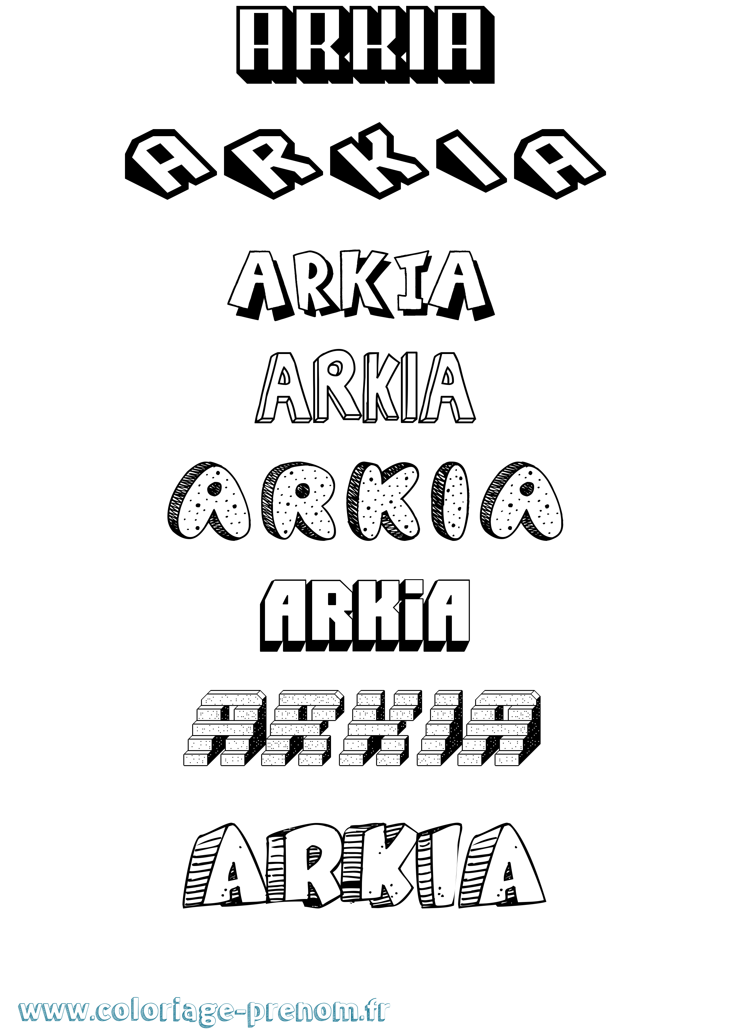 Coloriage Arkia Effet 3D Coloriage prénom Arkia Effet 3D