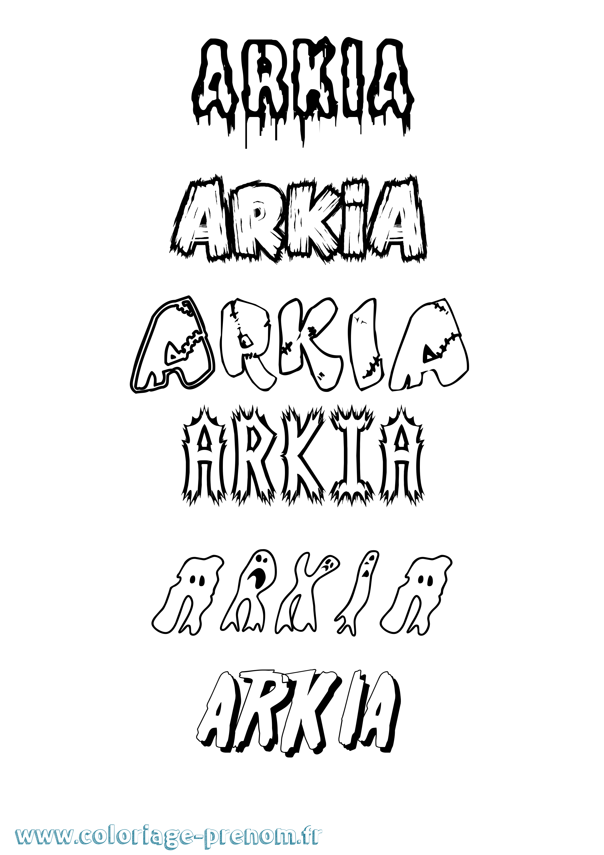 Coloriage Arkia Frisson Coloriage prénom Arkia Frisson