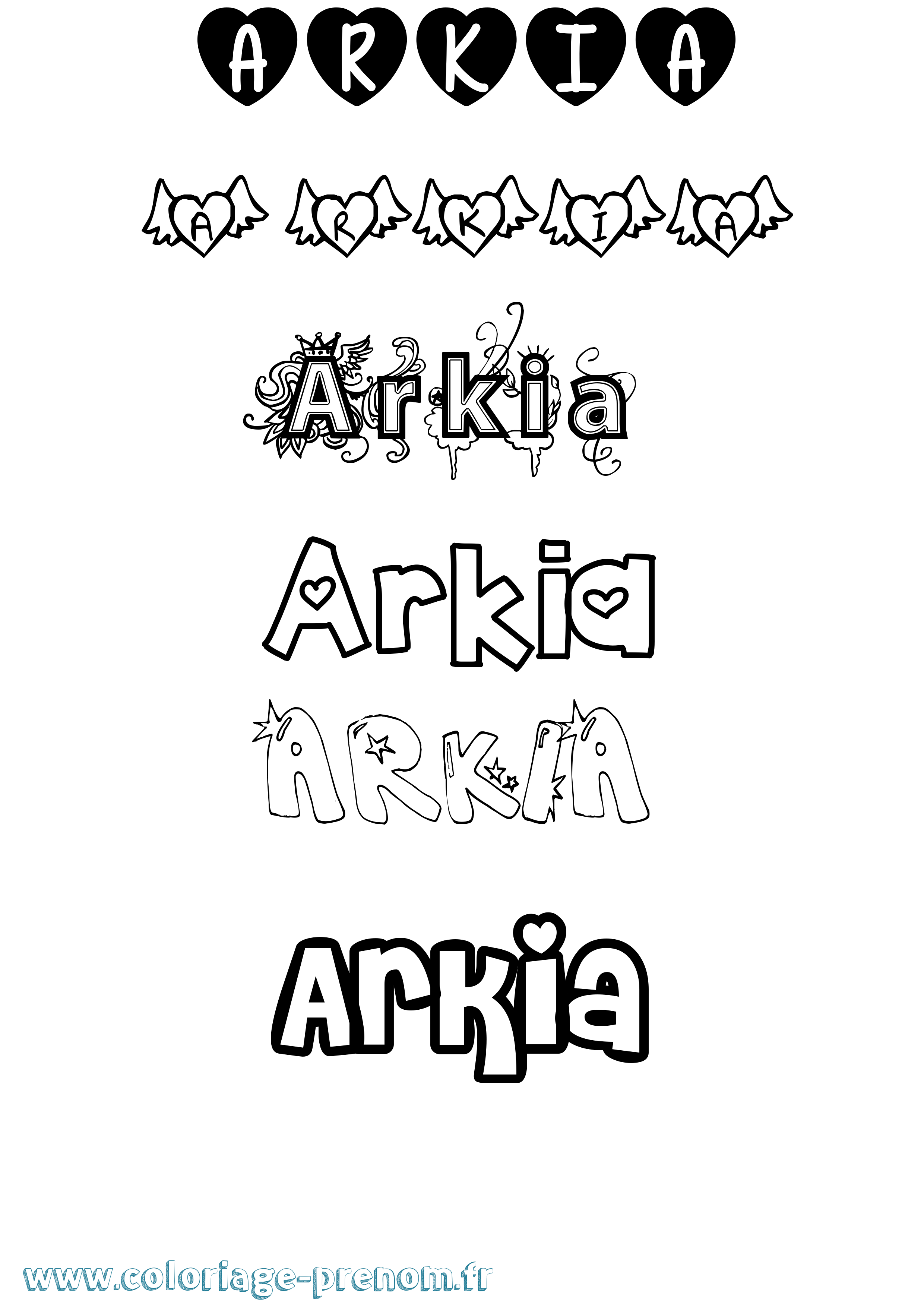 Coloriage Arkia Girly Coloriage prénom Arkia Girly