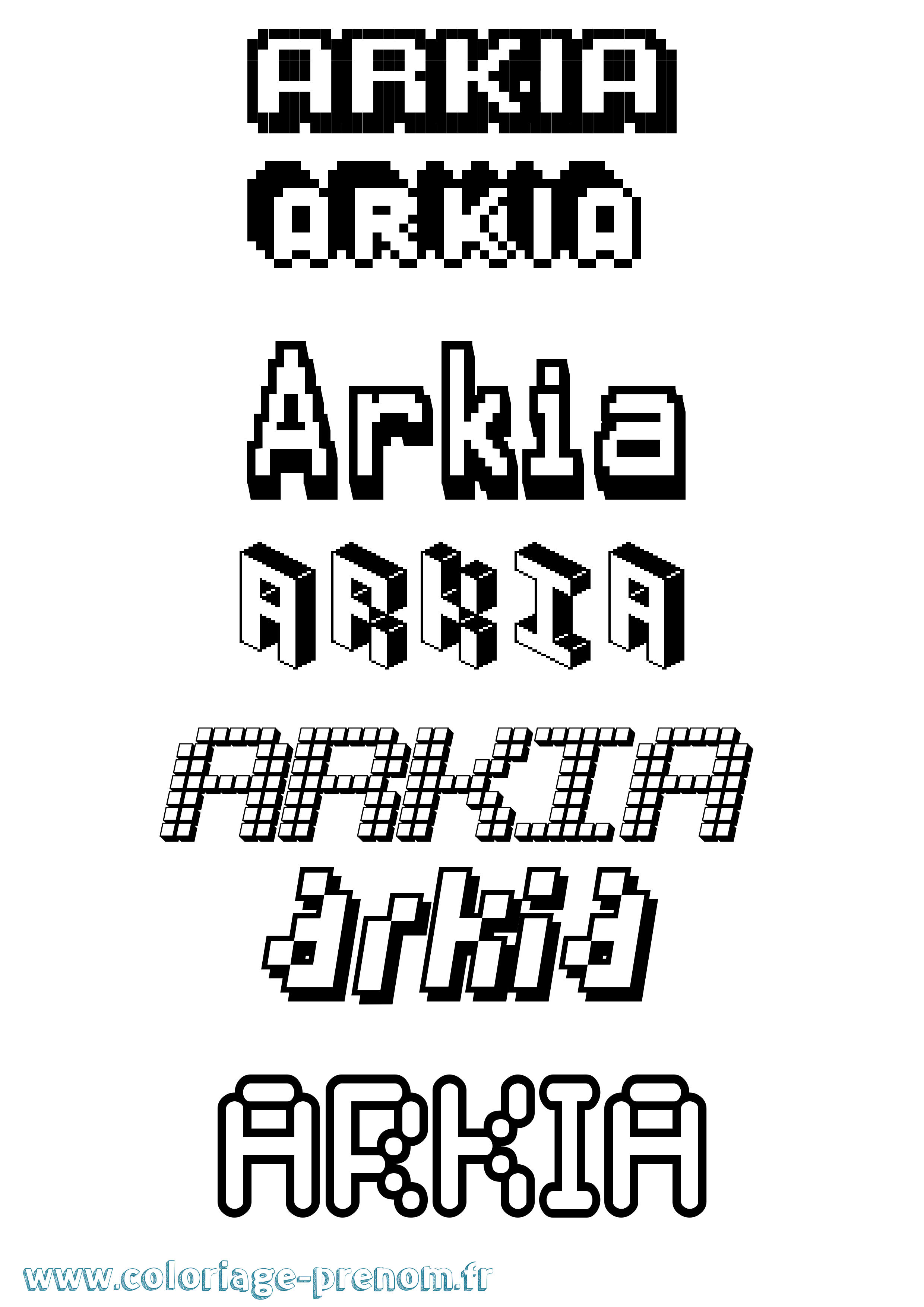 Coloriage Arkia Pixel Coloriage prénom Arkia Pixel