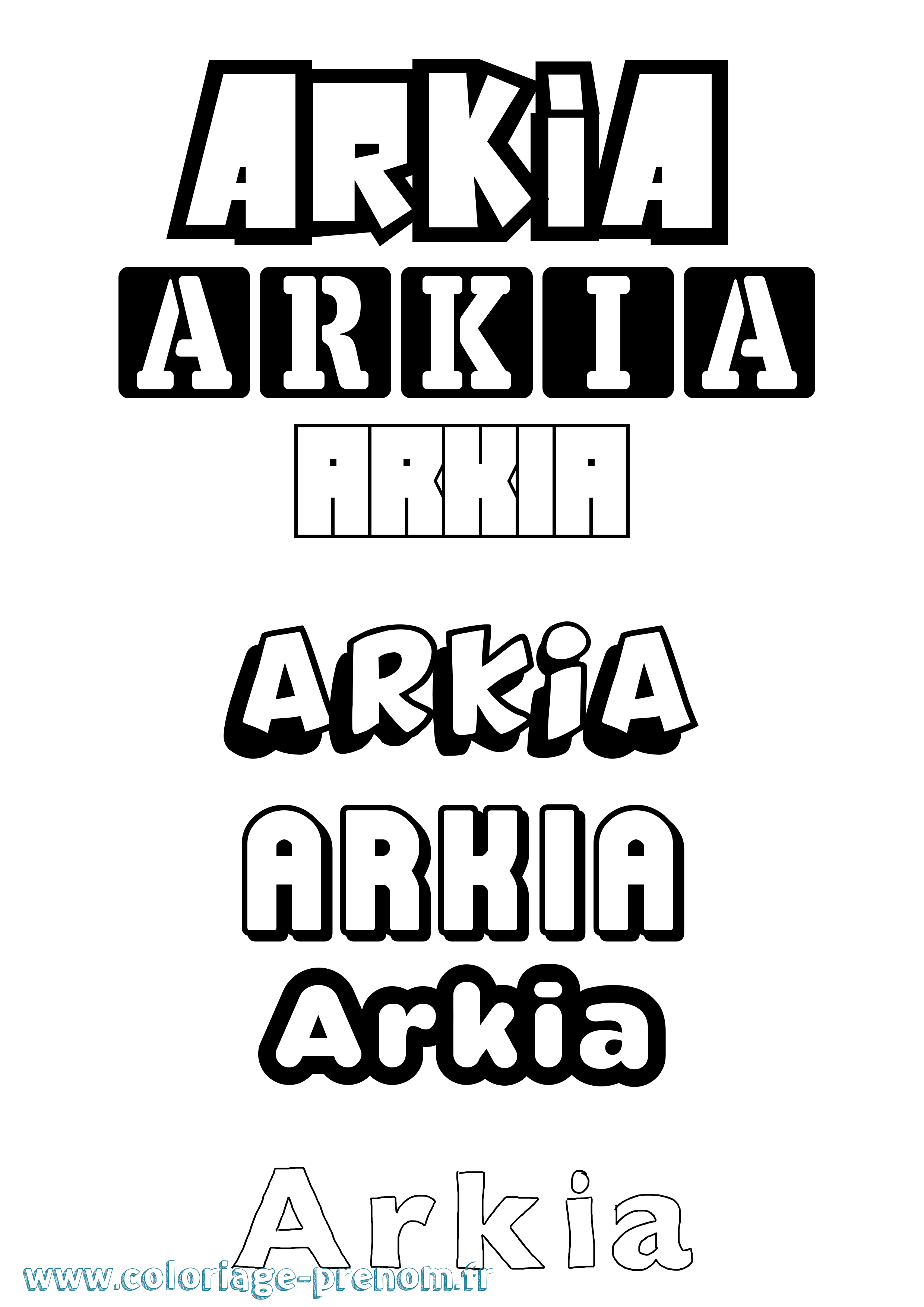 Coloriage Arkia Simple Coloriage prénom Arkia Simple