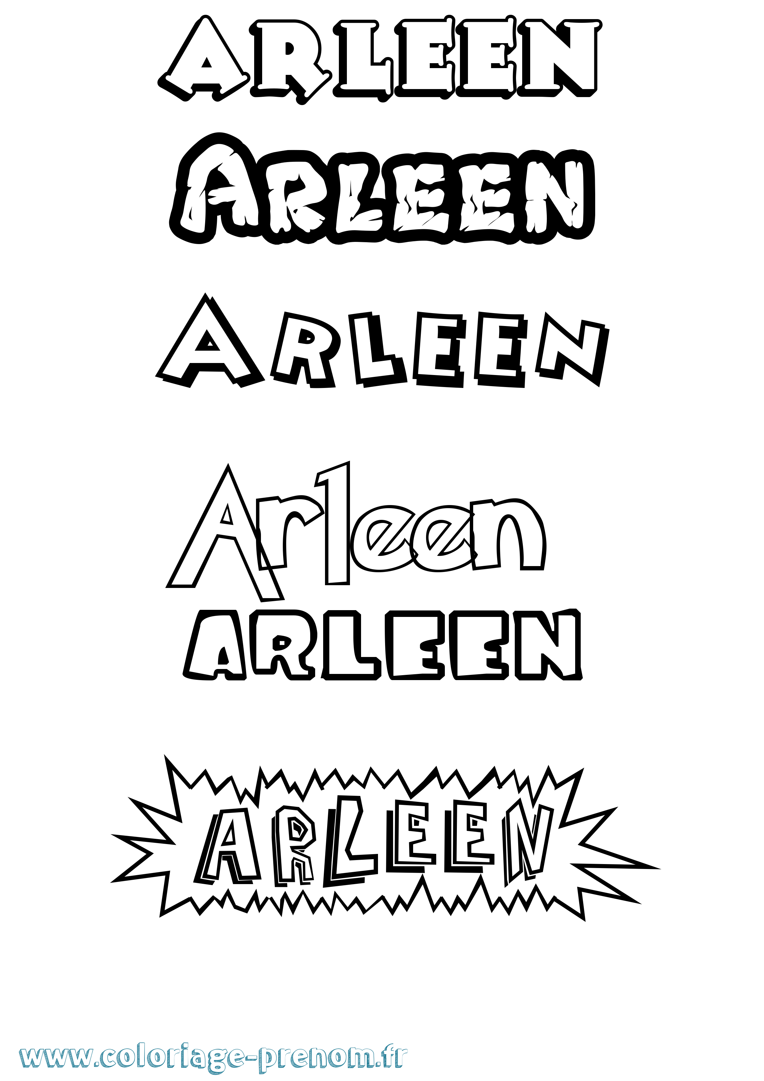 Coloriage Arleen Dessin Animé Coloriage prénom Arleen Dessin Animé