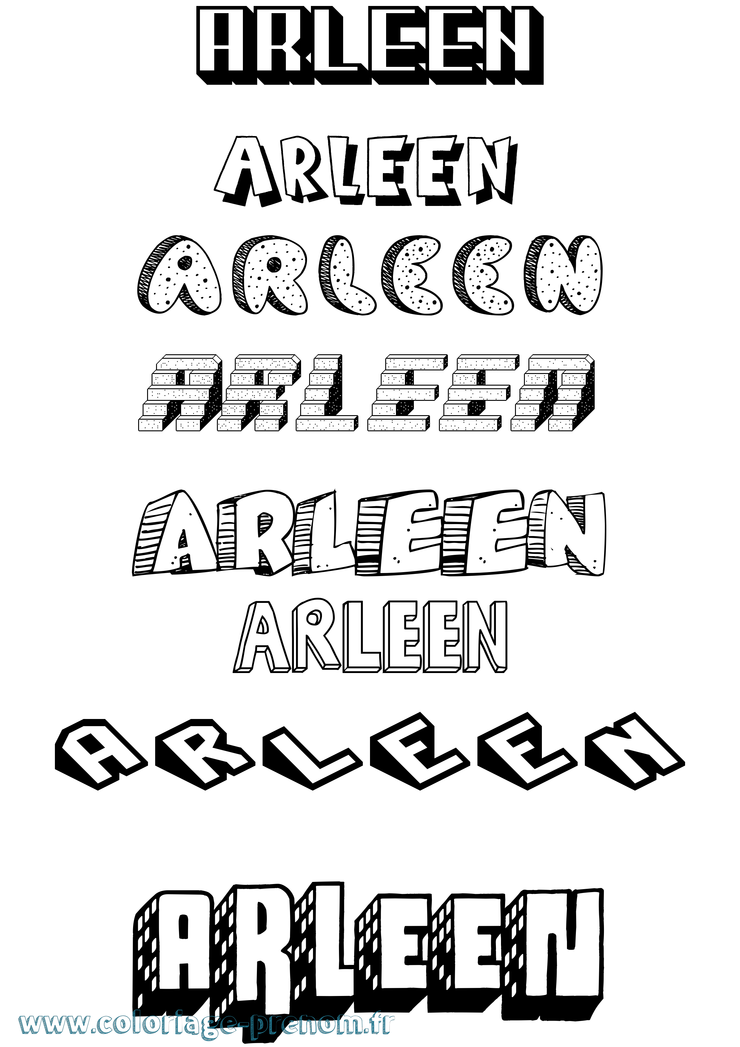 Coloriage Arleen Effet 3D Coloriage prénom Arleen Effet 3D