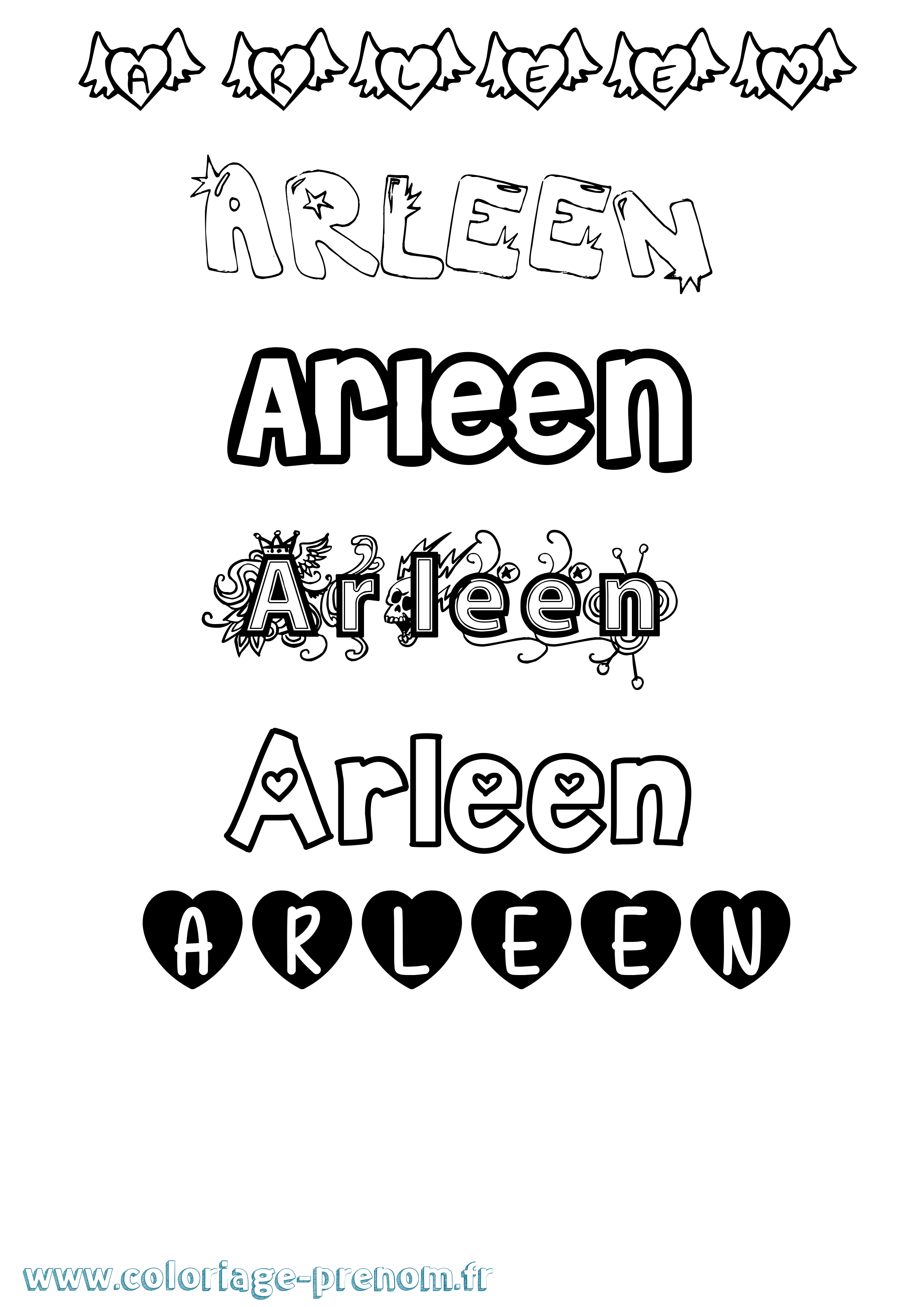 Coloriage Arleen Girly Coloriage prénom Arleen Girly