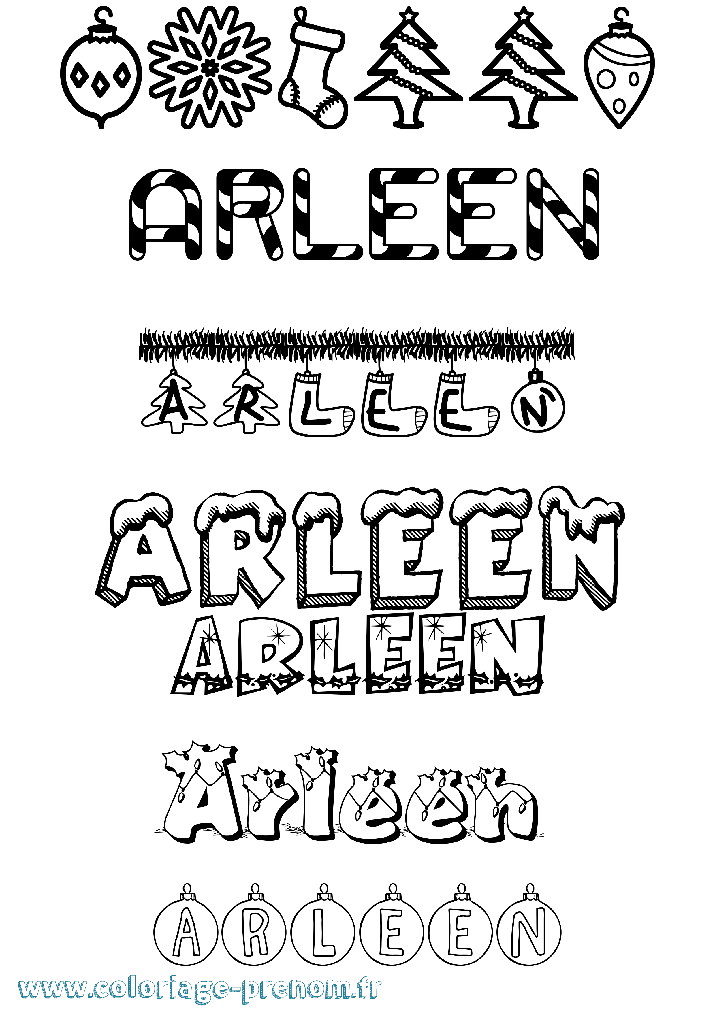 Coloriage Arleen Noël Coloriage prénom Arleen Noël