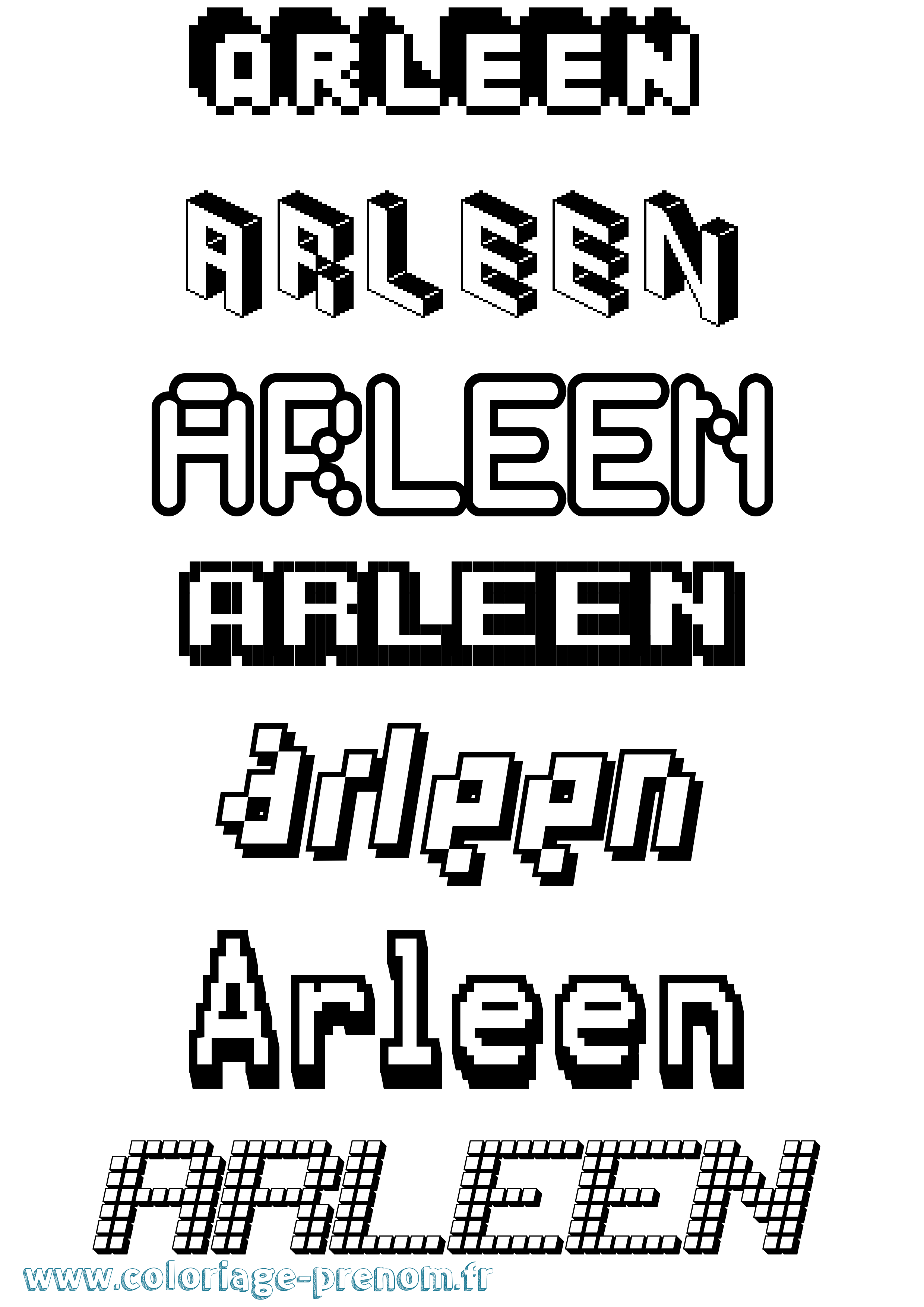 Coloriage Arleen Pixel Coloriage prénom Arleen Pixel