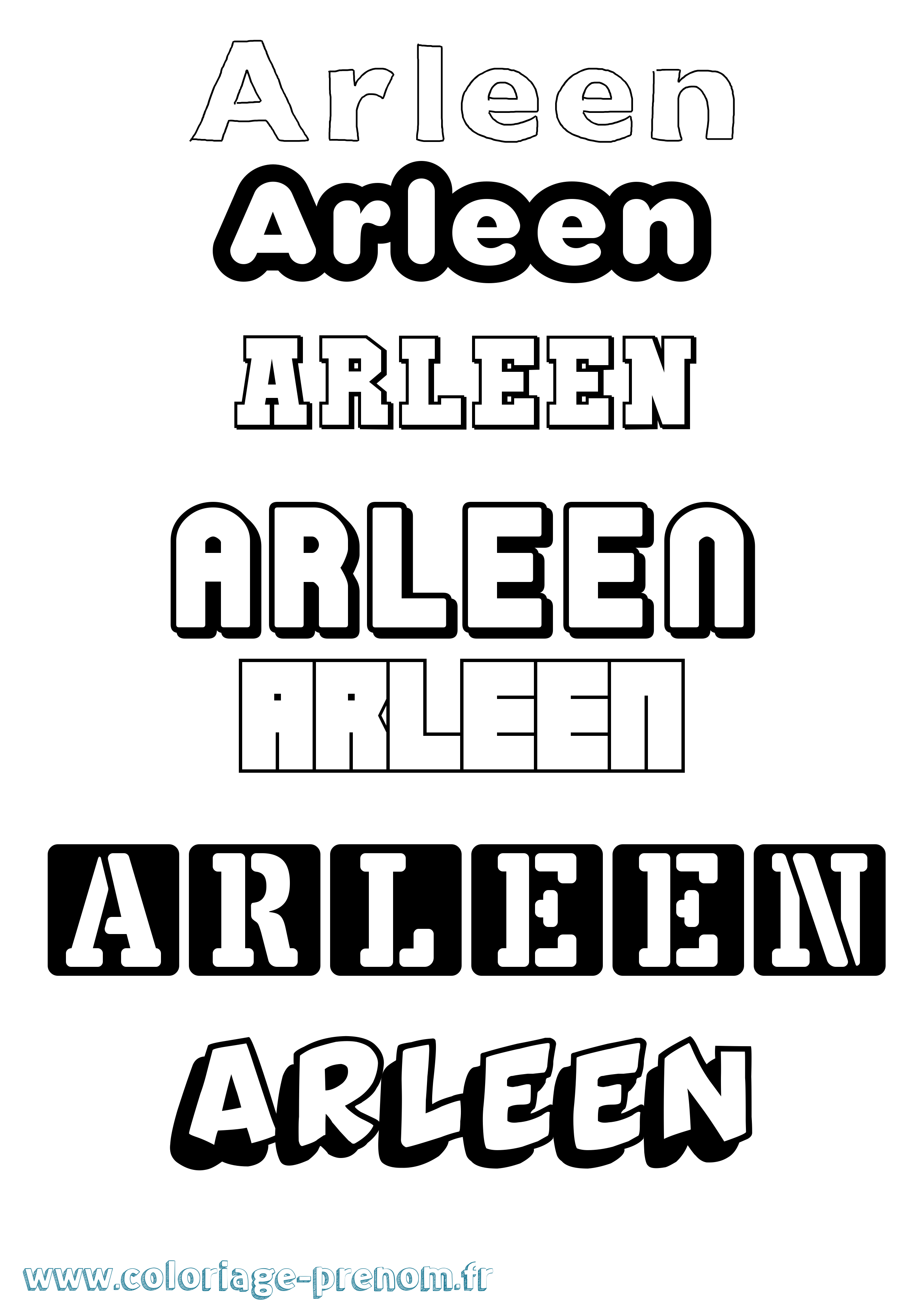 Coloriage Arleen Simple Coloriage prénom Arleen Simple