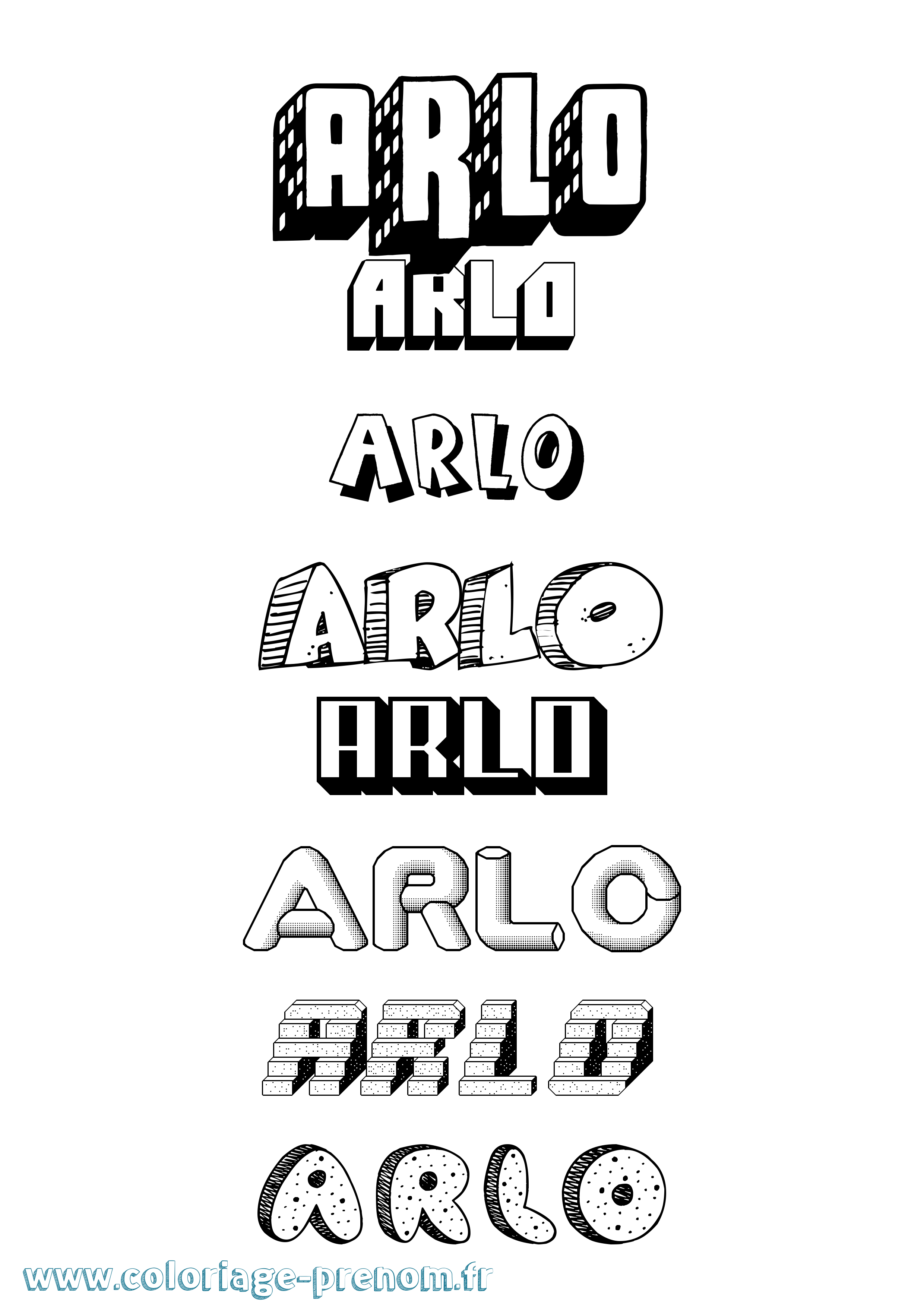 Coloriage Arlo Effet 3D Coloriage prénom Arlo Effet 3D