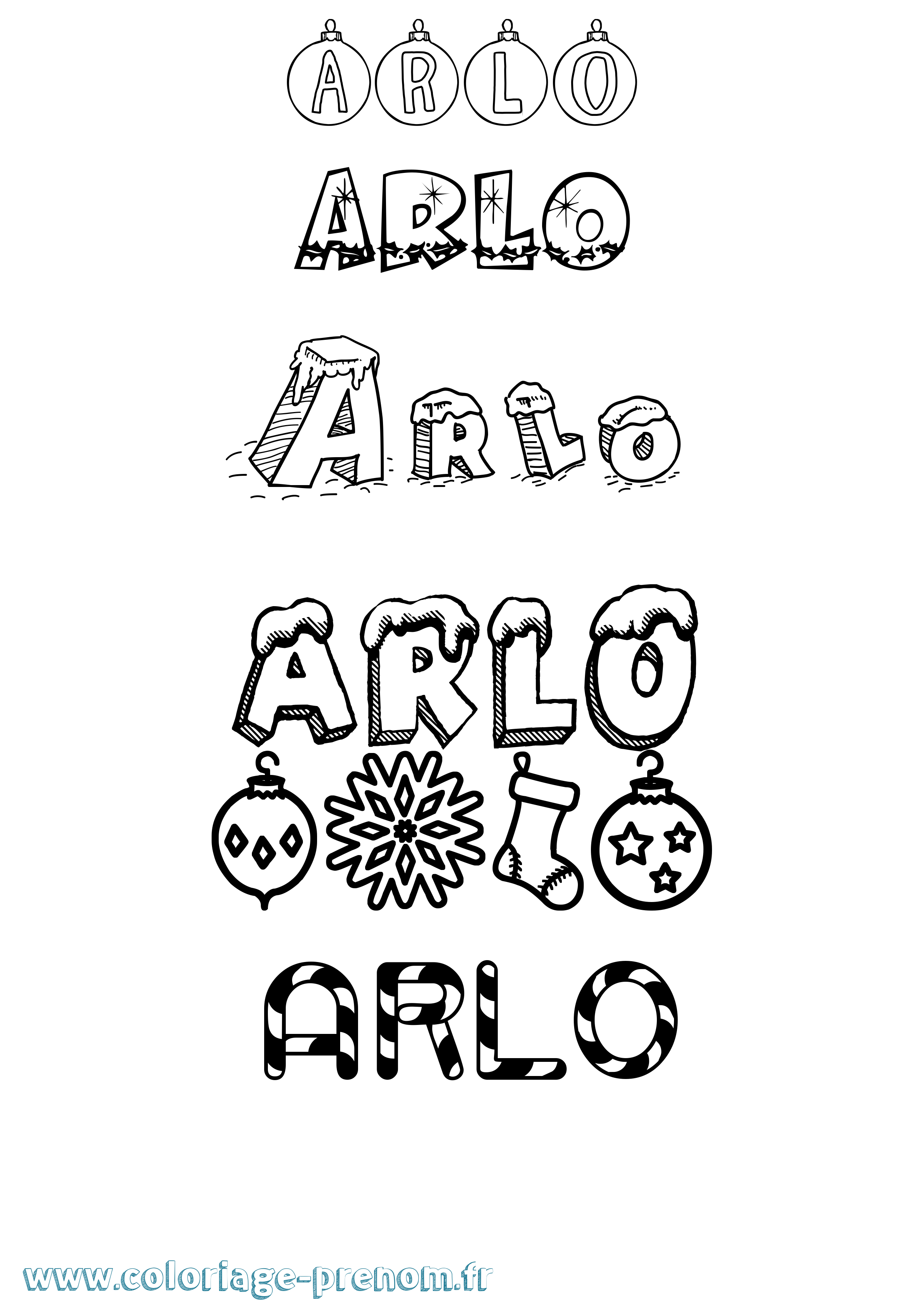 Coloriage Arlo Noël Coloriage prénom Arlo Noël