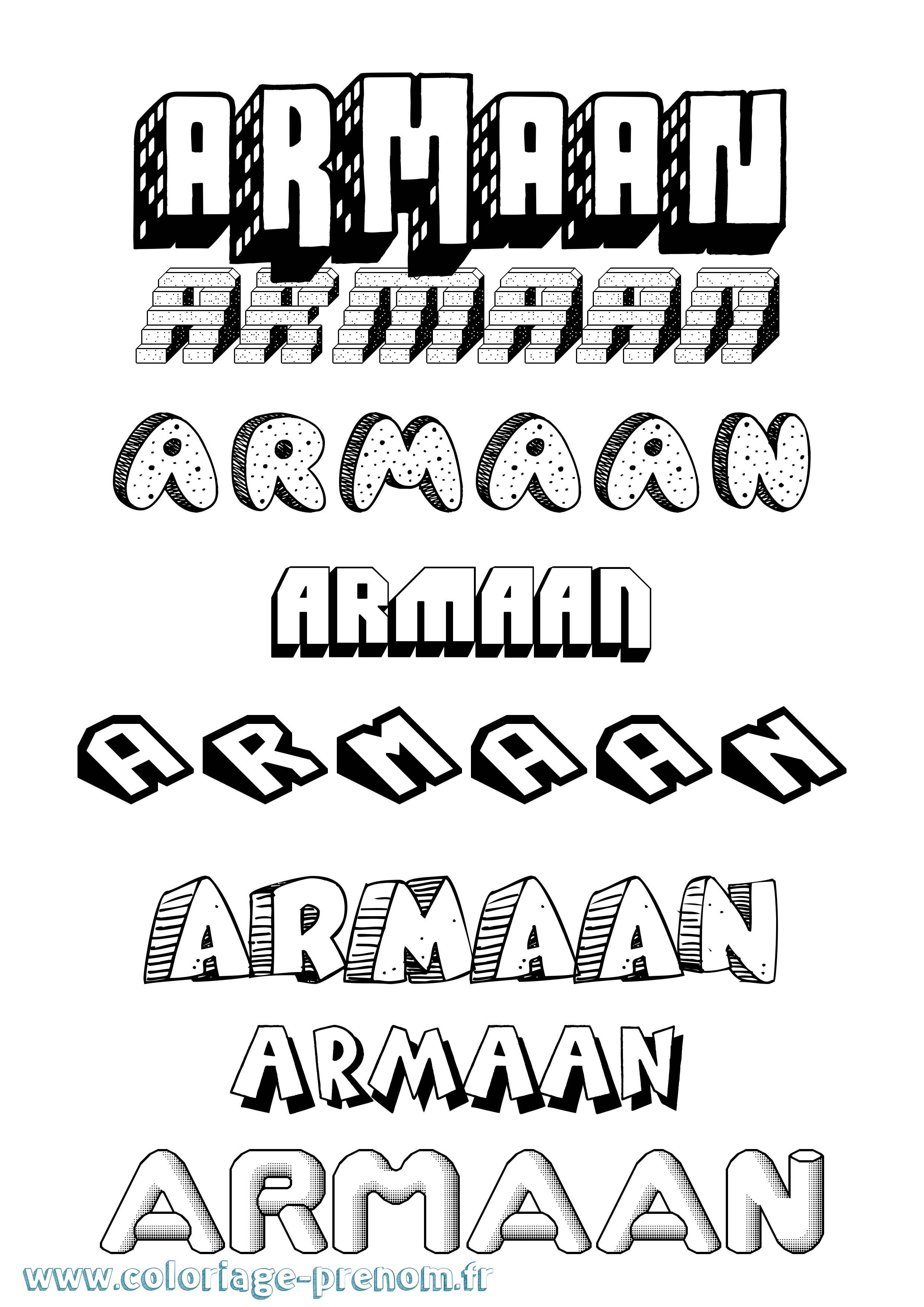 Coloriage Armaan Effet 3D Coloriage prénom Armaan Effet 3D