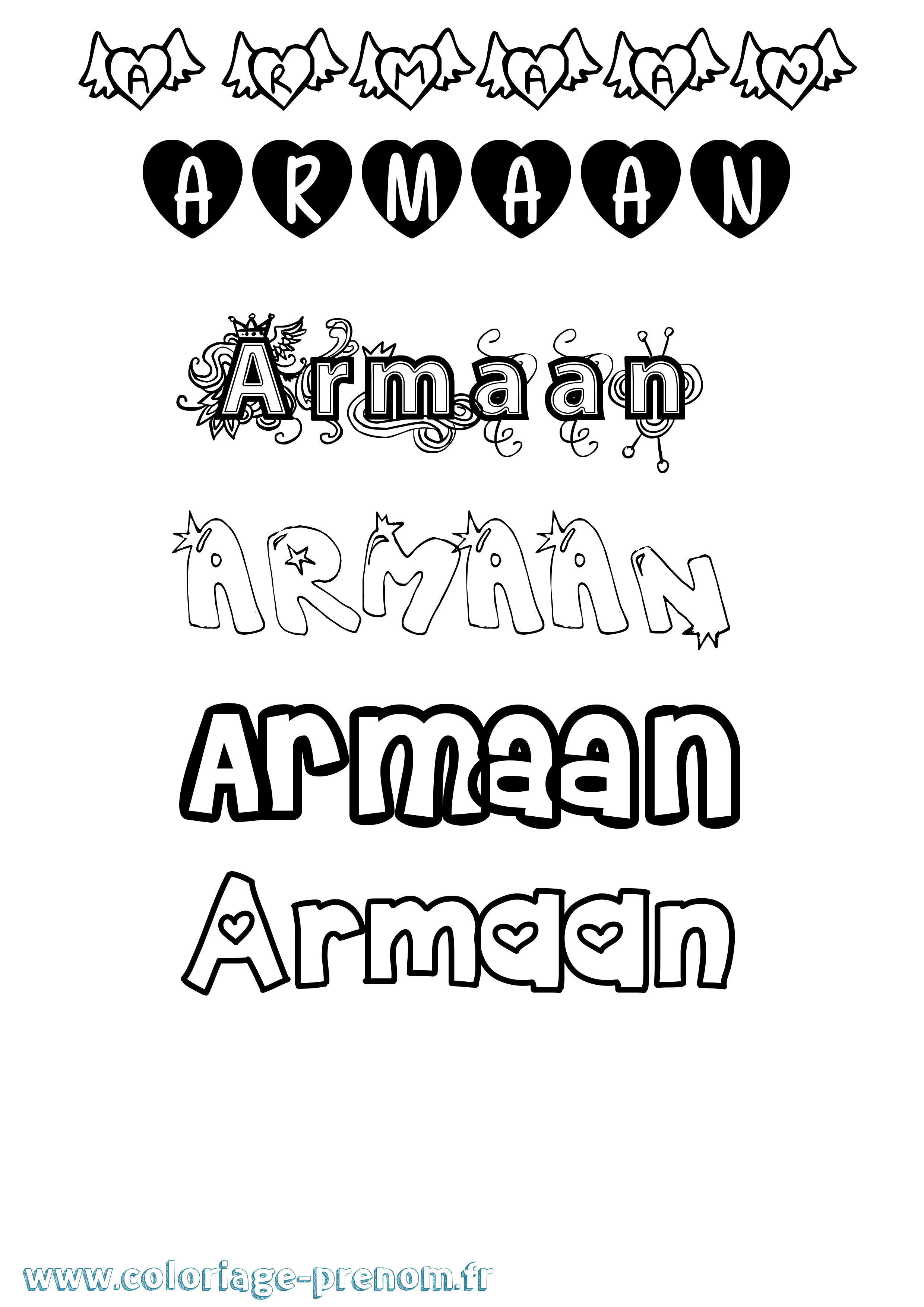 Coloriage Armaan Girly Coloriage prénom Armaan Girly