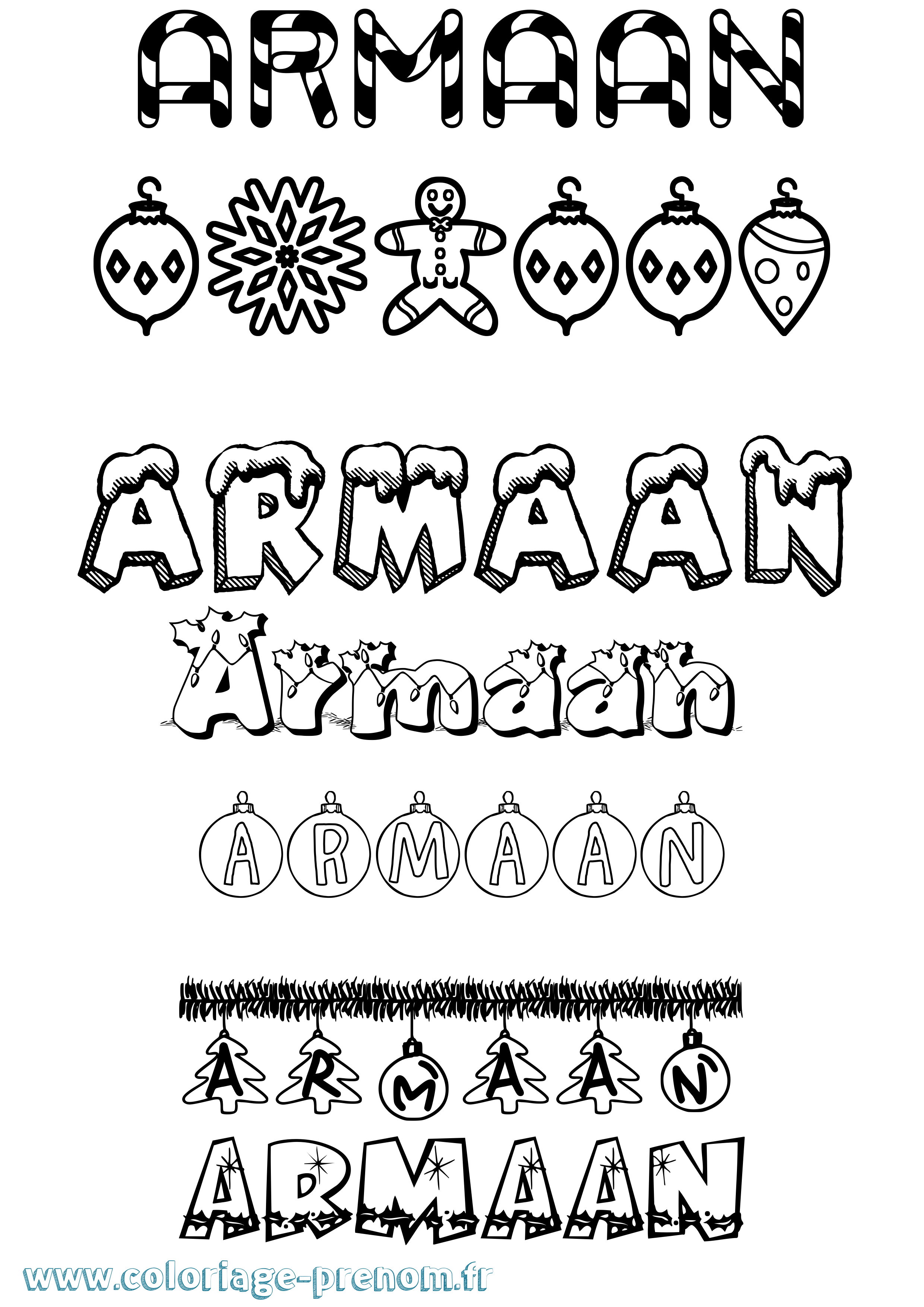 Coloriage Armaan Noël Coloriage prénom Armaan Noël