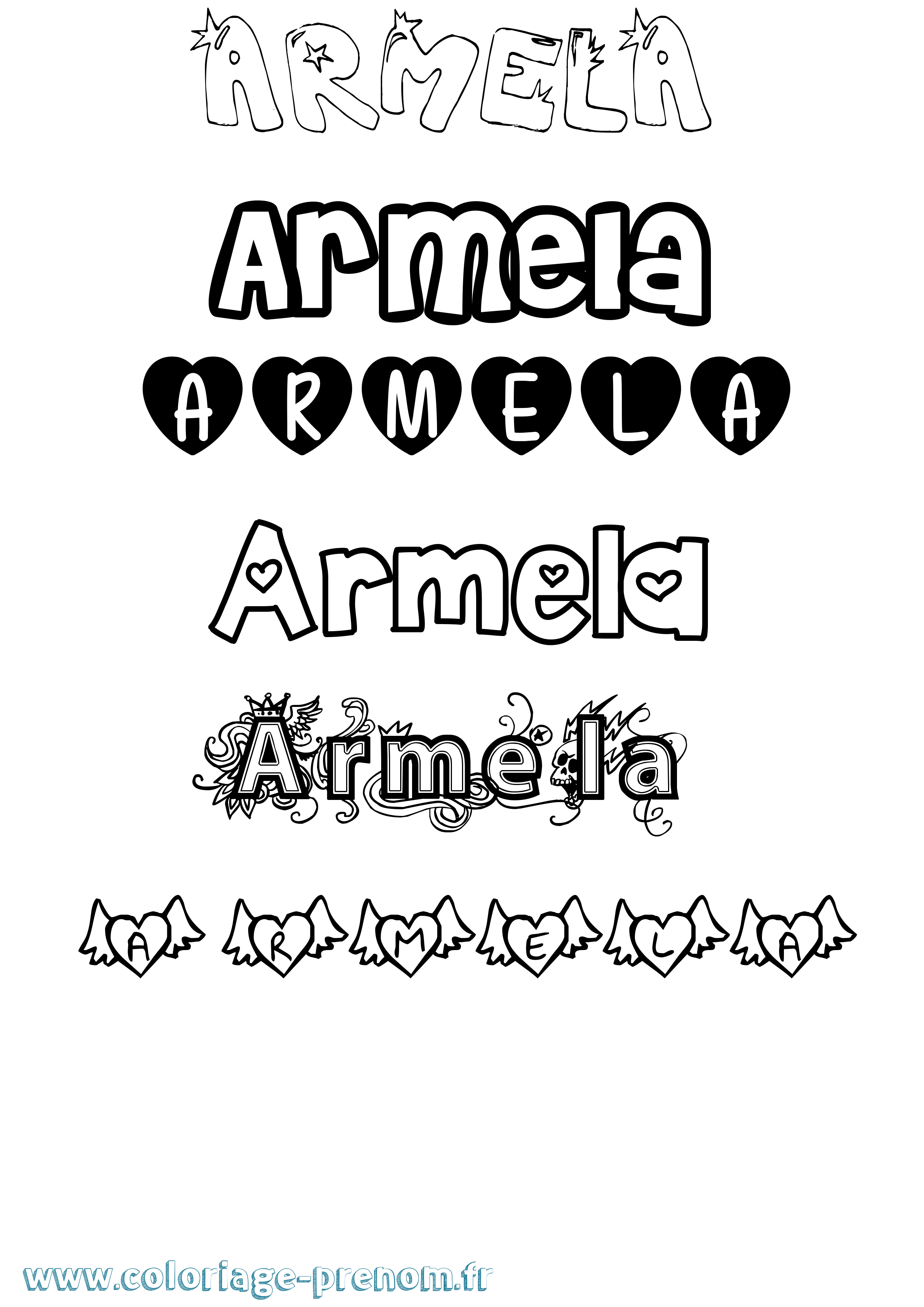 Coloriage Armela Girly Coloriage prénom Armela Girly