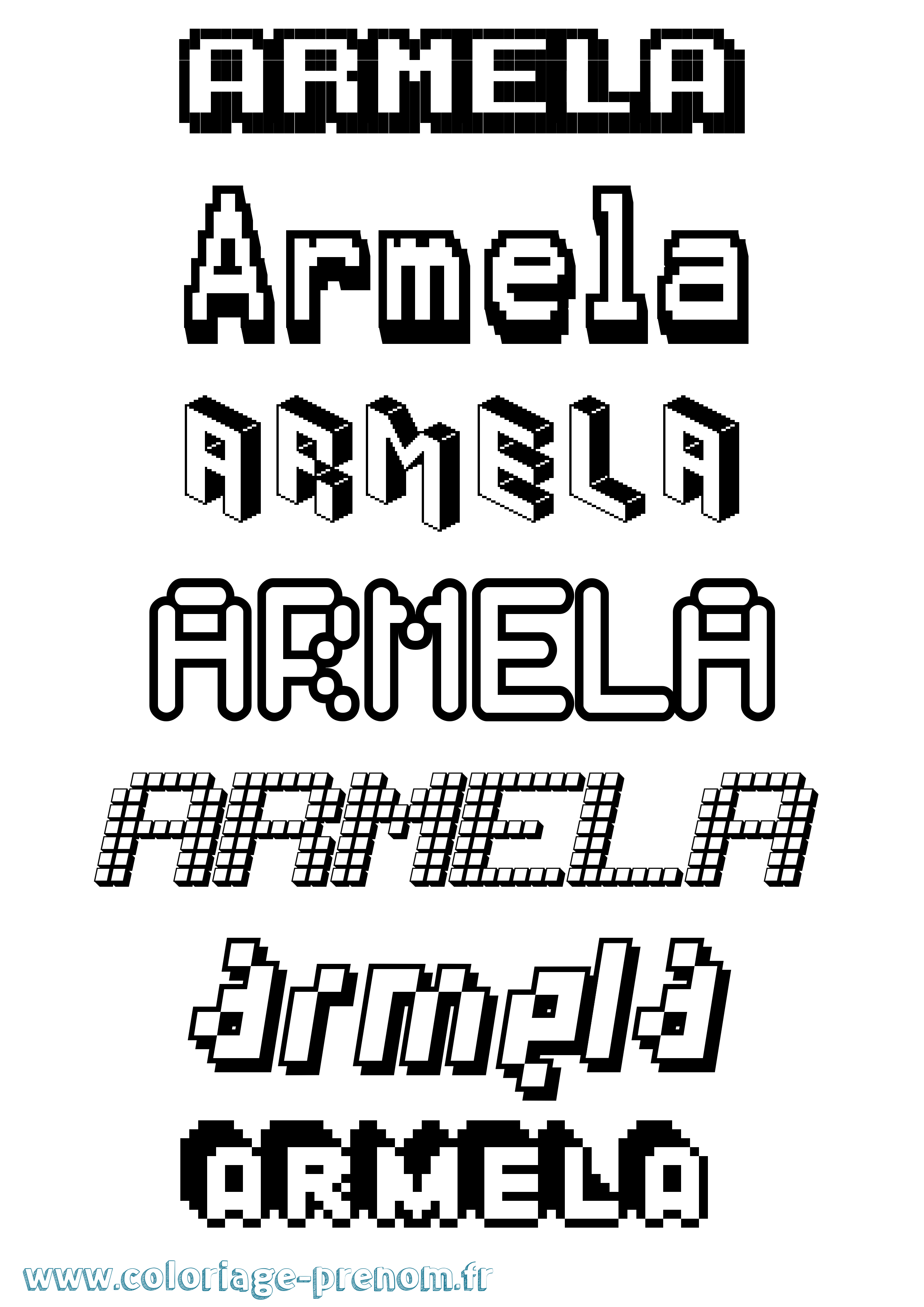 Coloriage Armela Pixel Coloriage prénom Armela Pixel