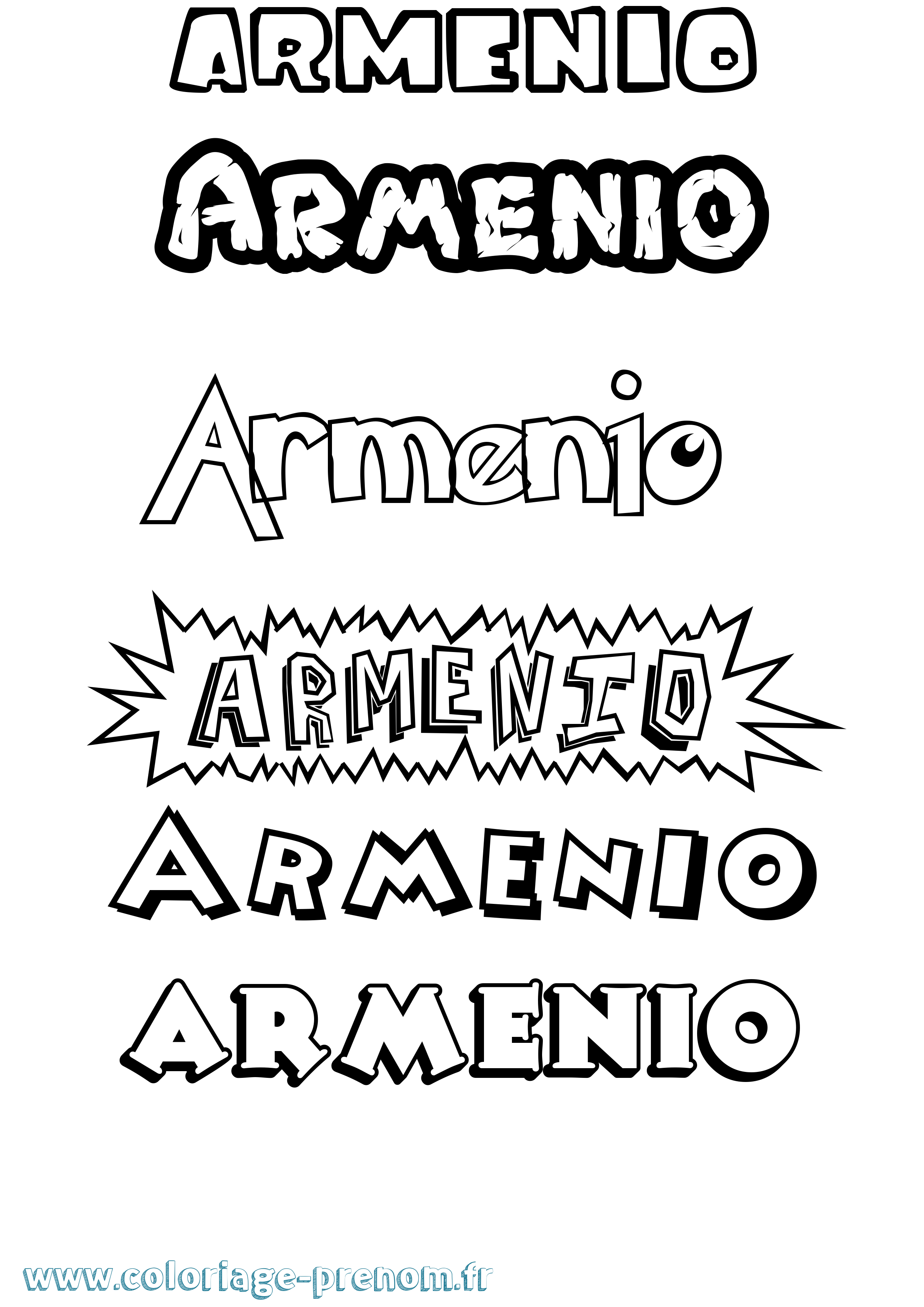 Coloriage Armenio Dessin Animé Coloriage prénom Armenio Dessin Animé