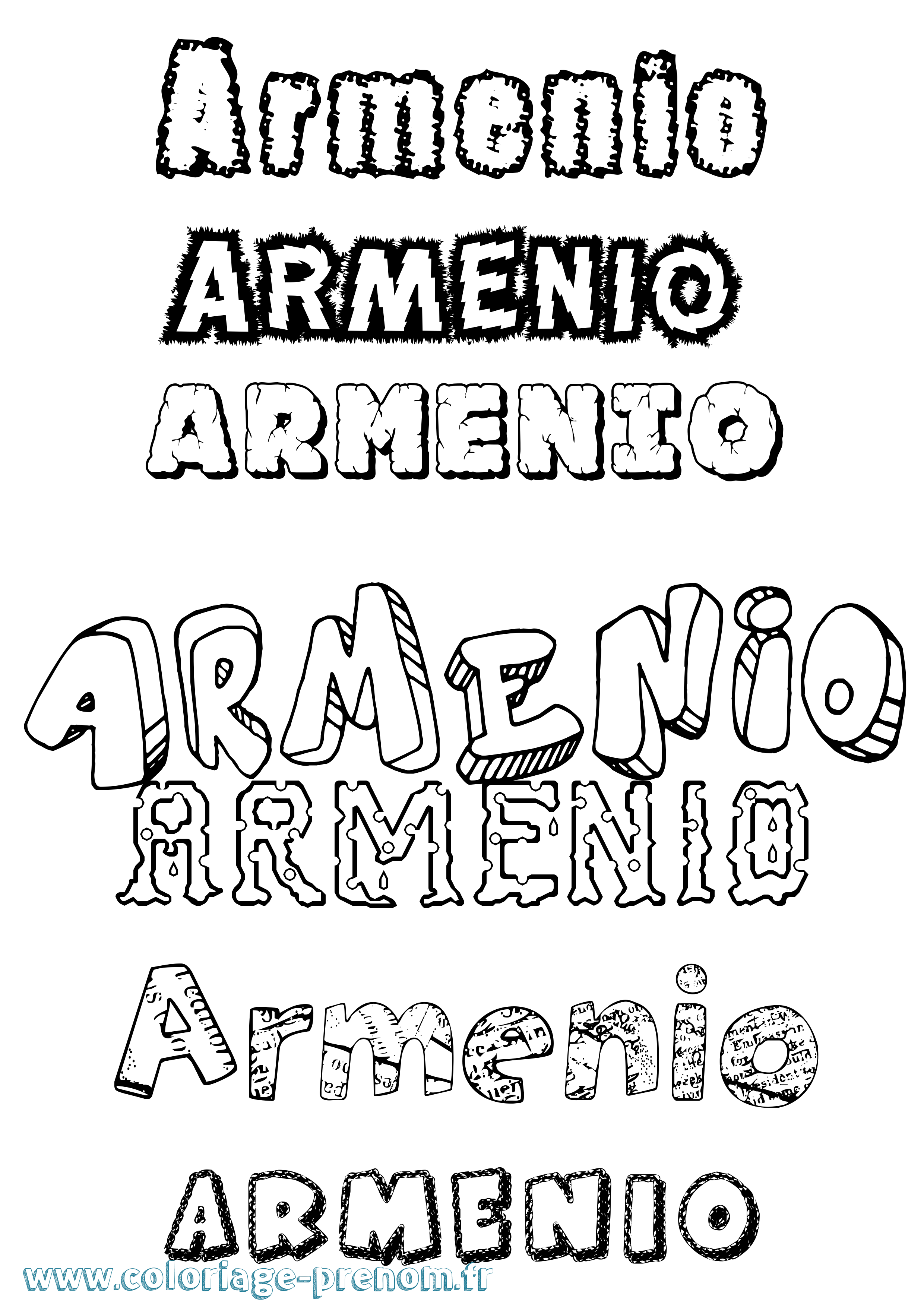 Coloriage Armenio Destructuré Coloriage prénom Armenio Destructuré
