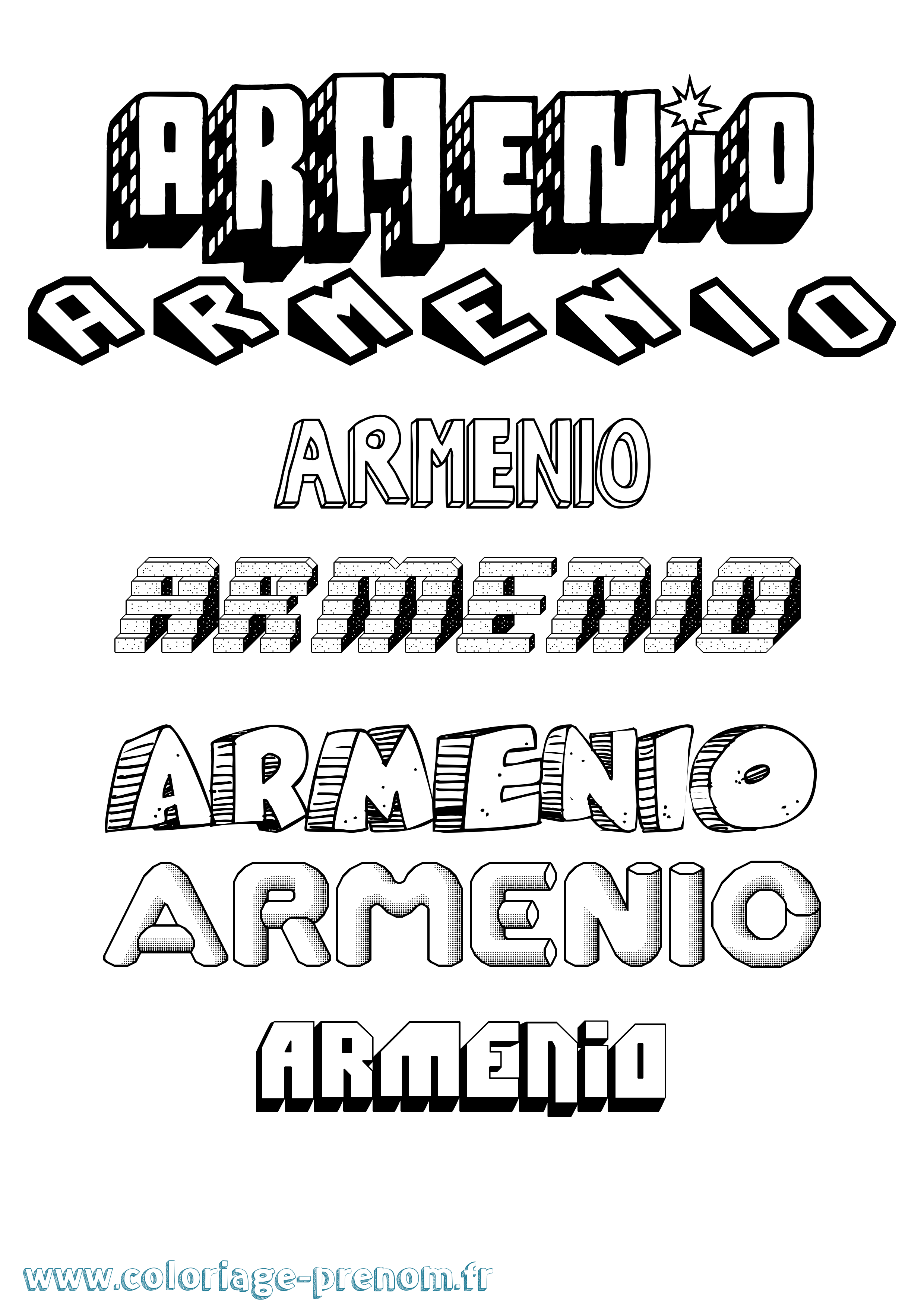 Coloriage Armenio Effet 3D Coloriage prénom Armenio Effet 3D