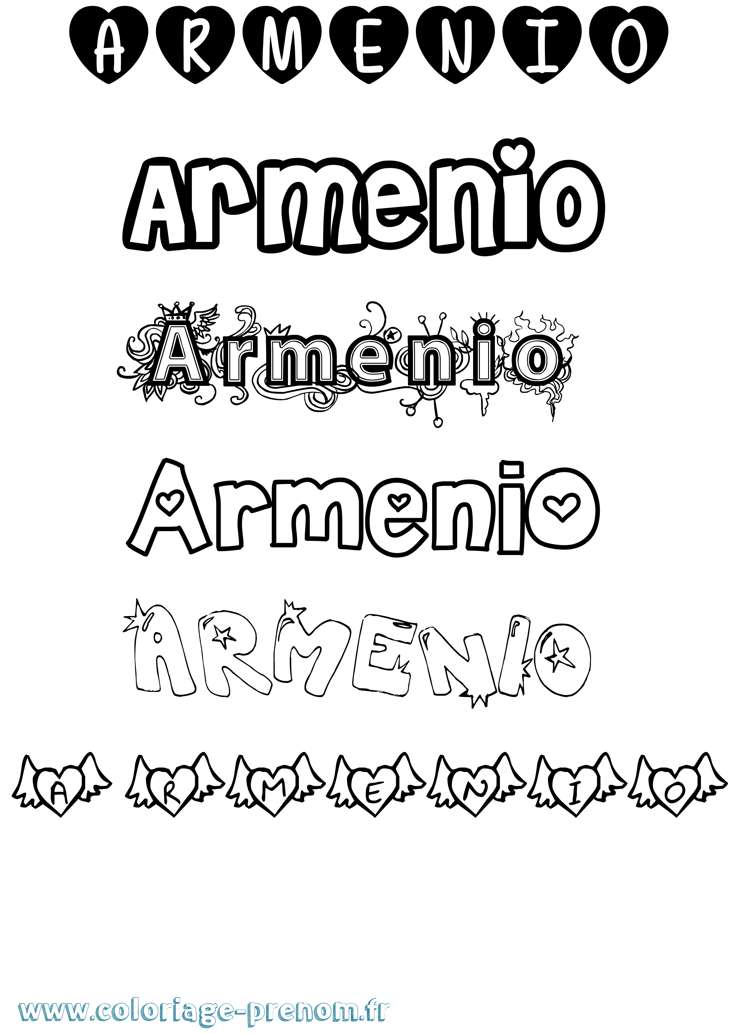 Coloriage Armenio Girly Coloriage prénom Armenio Girly