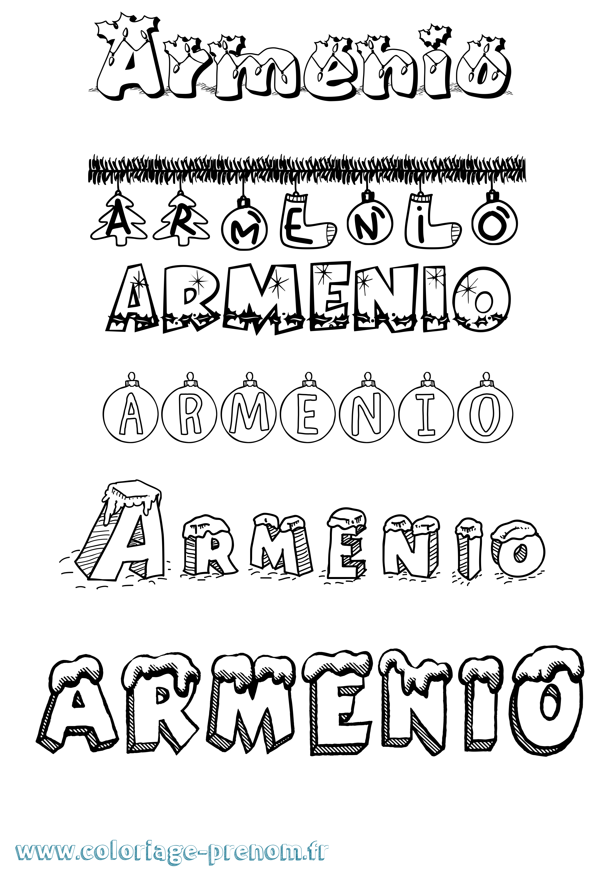 Coloriage Armenio Noël Coloriage prénom Armenio Noël