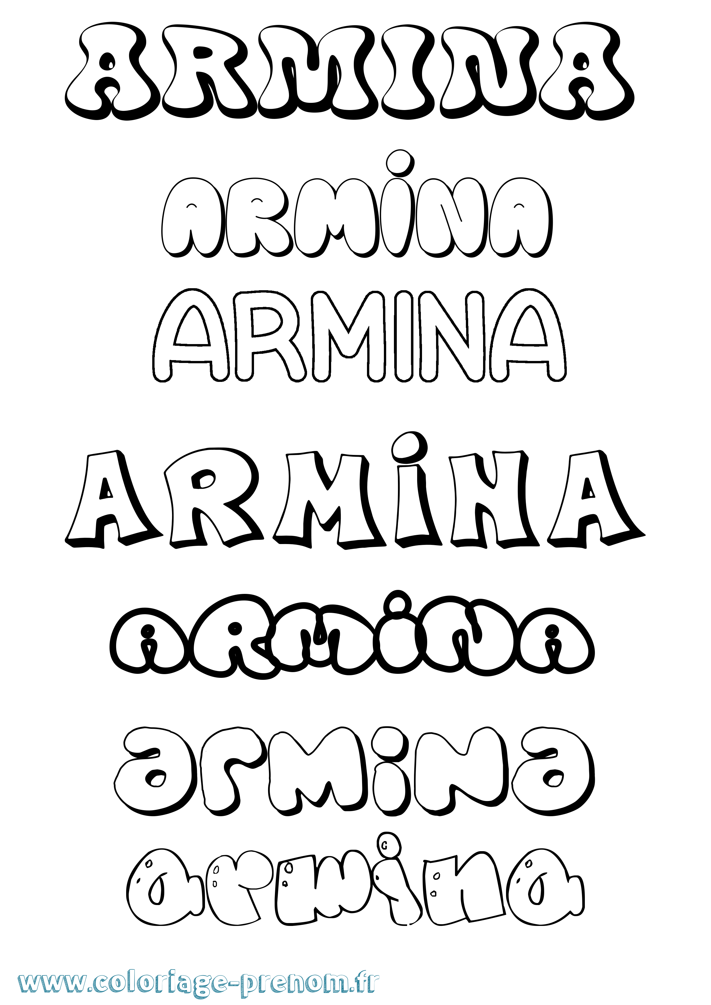 Coloriage Armina Bubble Coloriage prénom Armina Bubble
