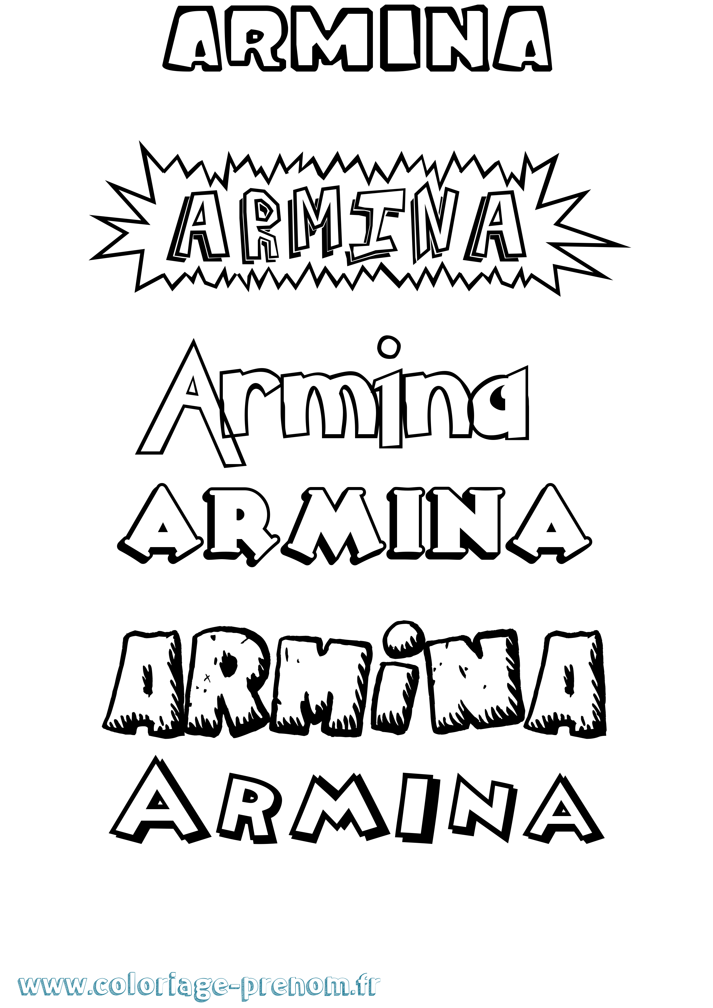 Coloriage Armina Dessin Animé Coloriage prénom Armina Dessin Animé