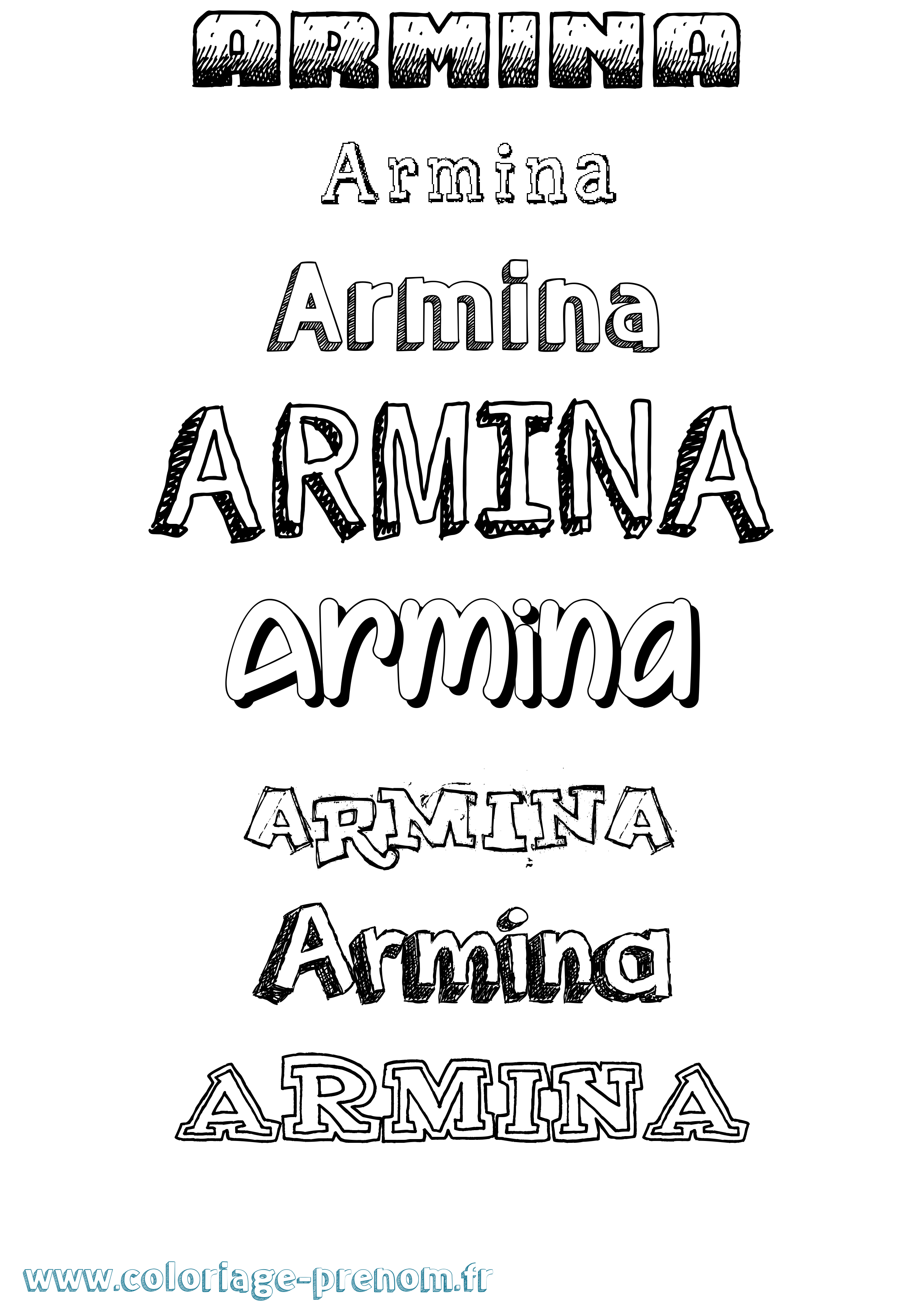 Coloriage Armina Dessiné Coloriage prénom Armina Dessiné