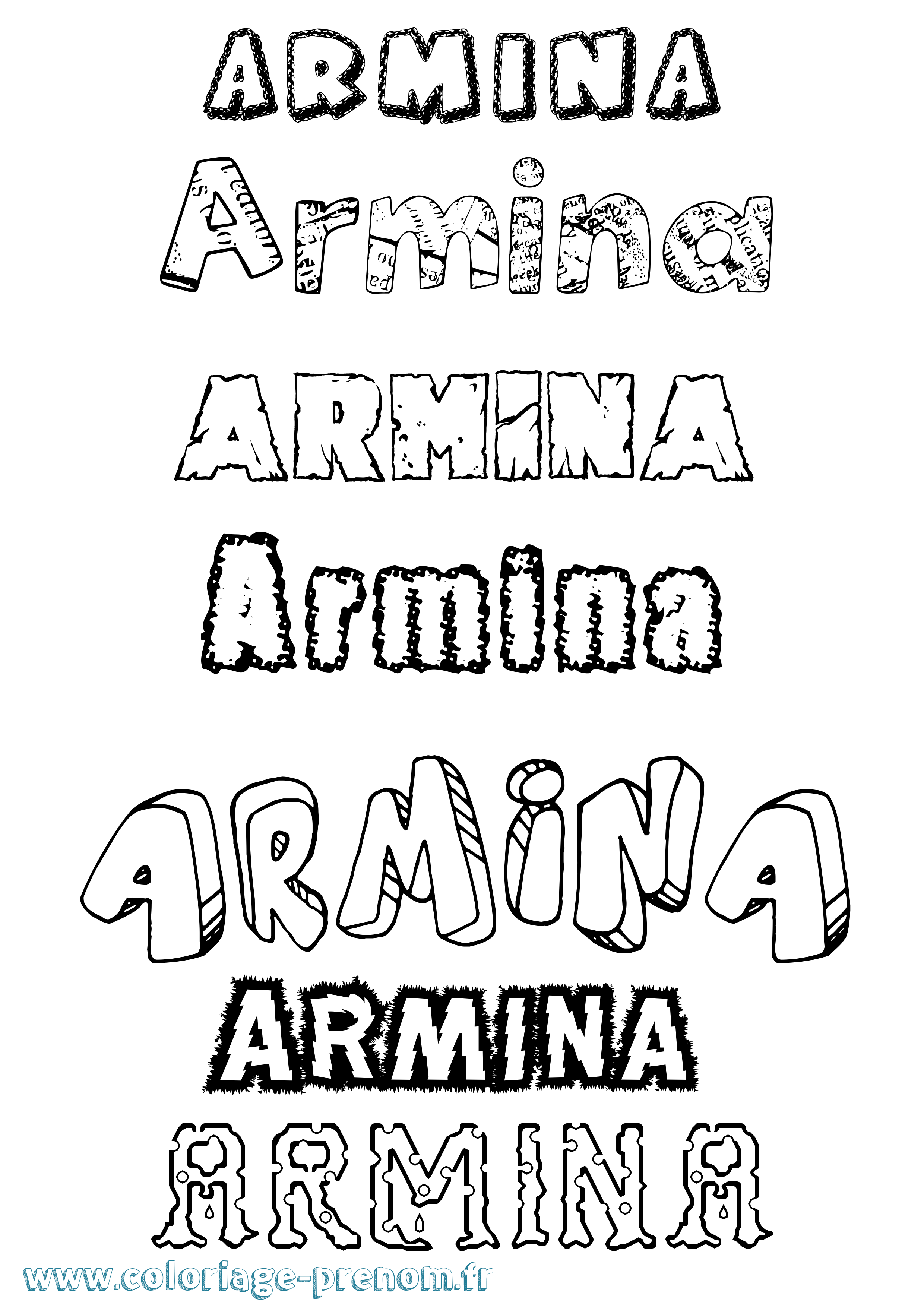 Coloriage Armina Destructuré Coloriage prénom Armina Destructuré
