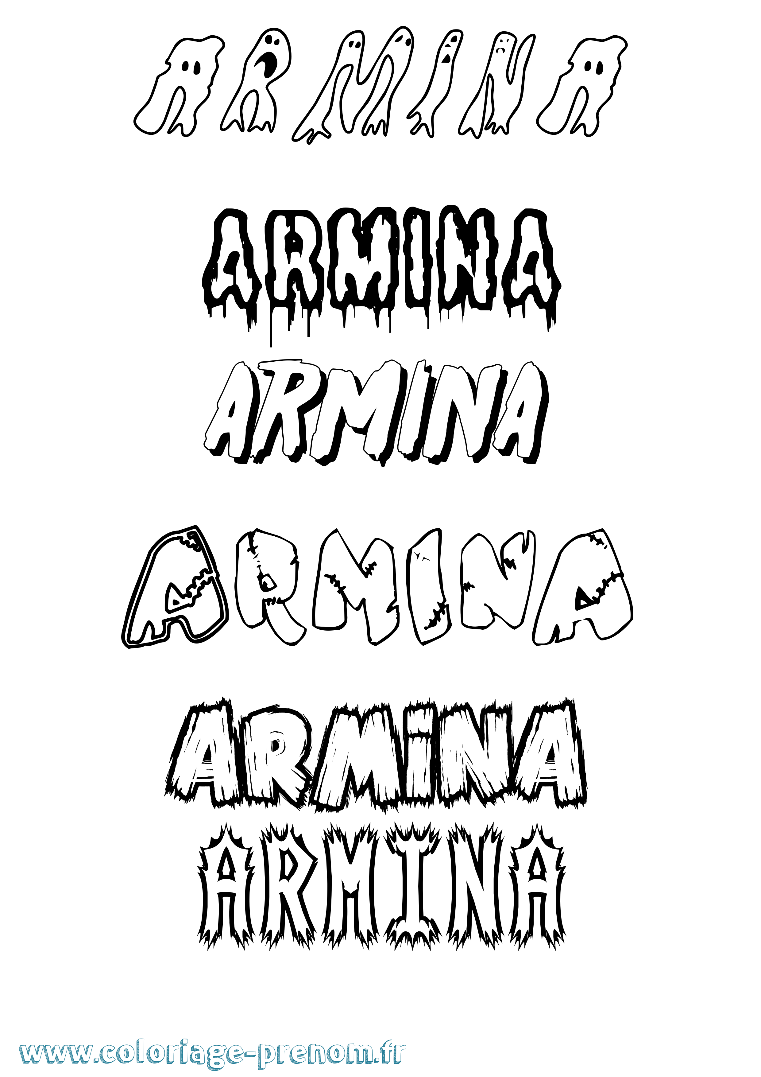 Coloriage Armina Frisson Coloriage prénom Armina Frisson