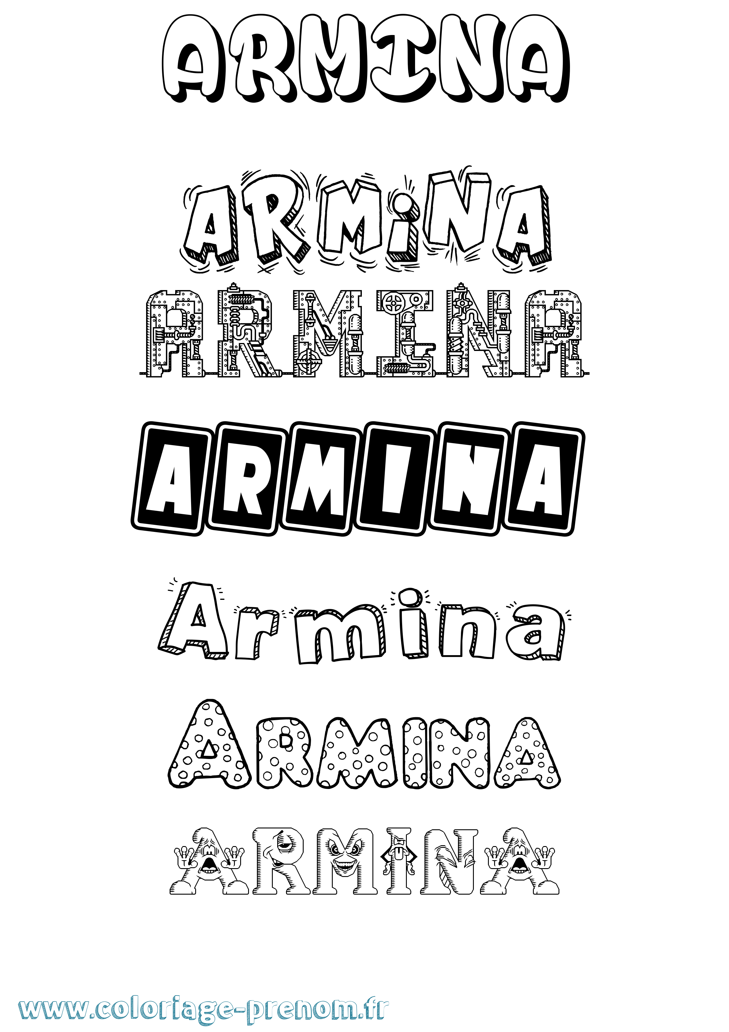 Coloriage Armina Fun Coloriage prénom Armina Fun