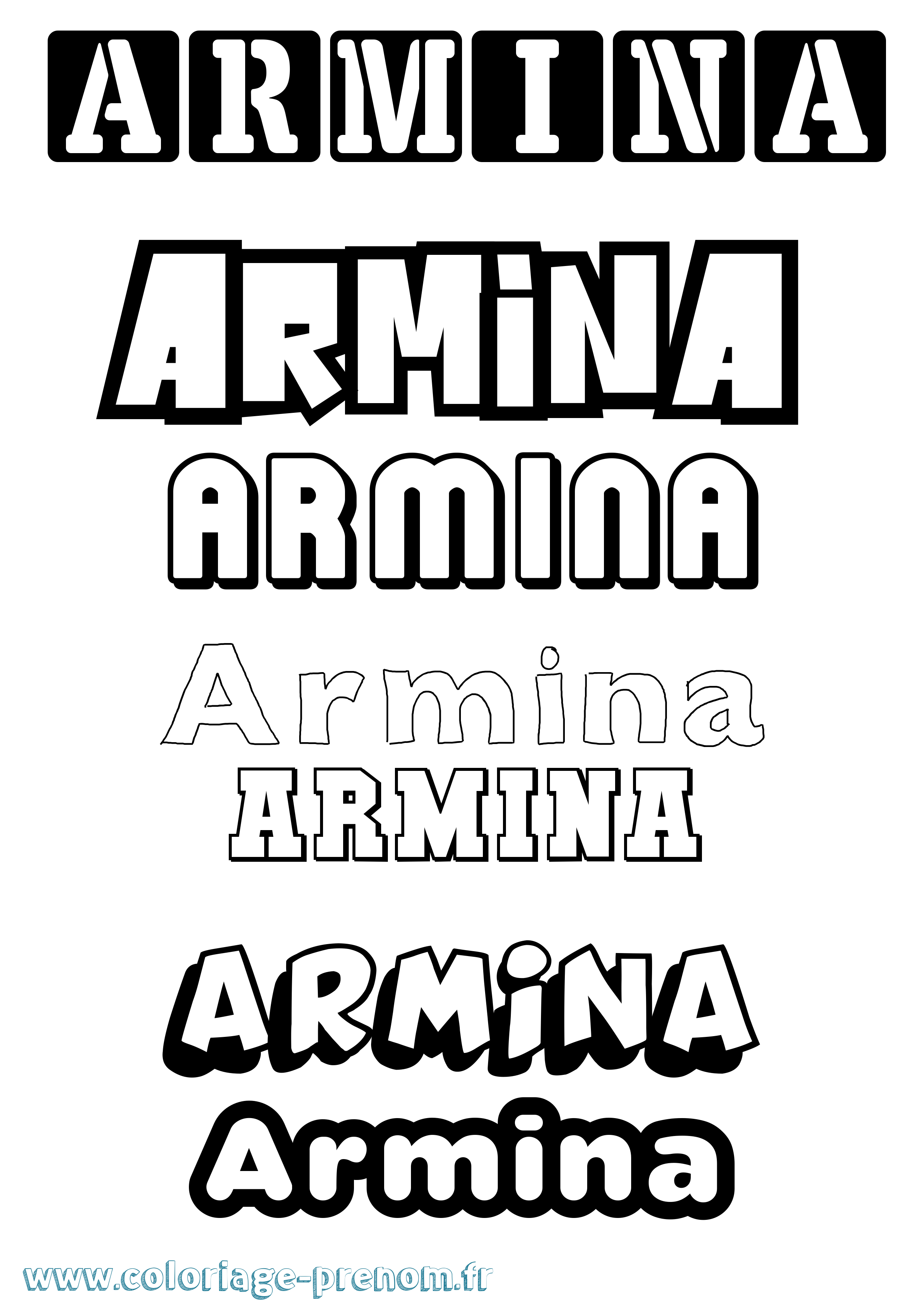Coloriage Armina Simple Coloriage prénom Armina Simple