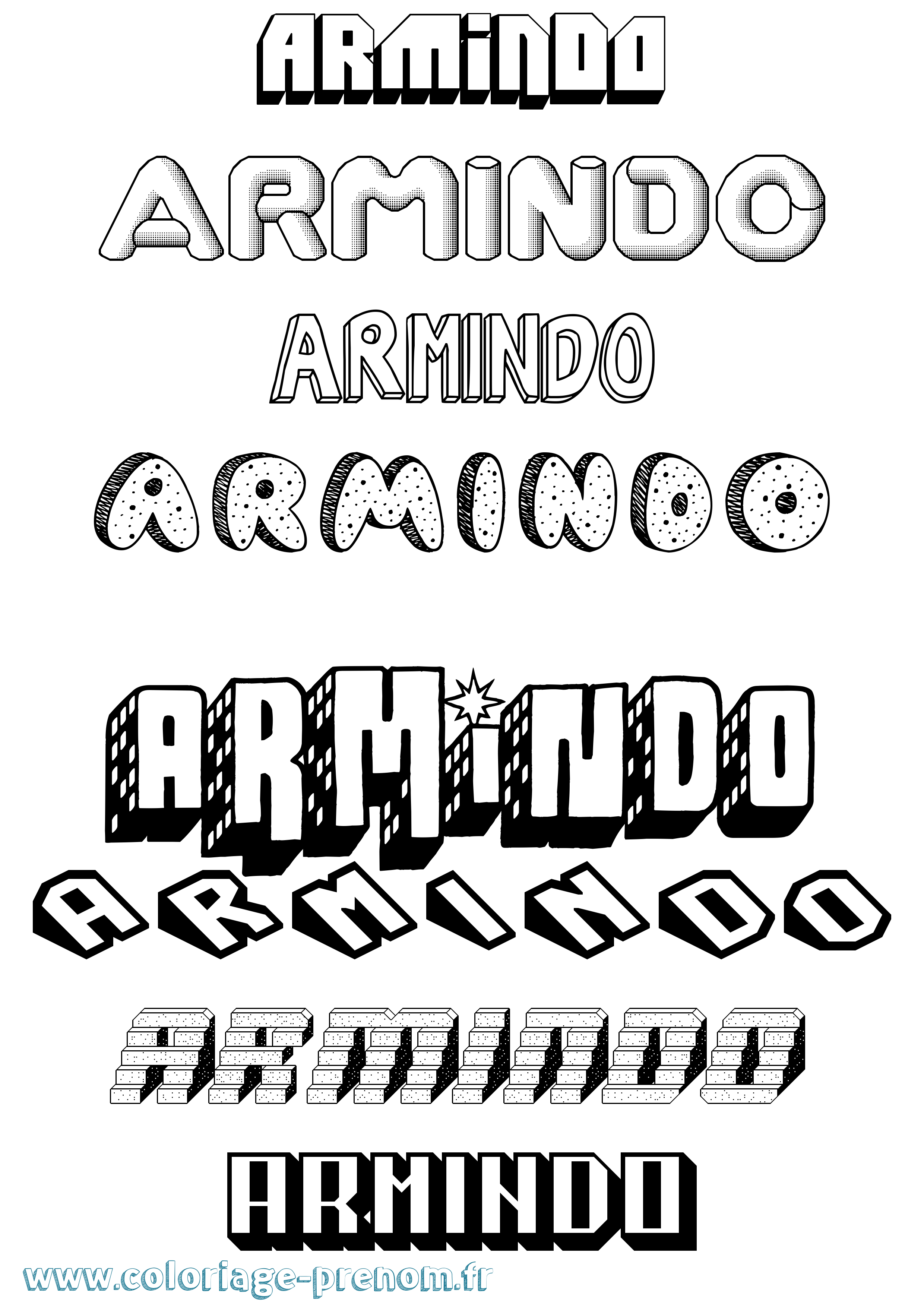 Coloriage Armindo Effet 3D Coloriage prénom Armindo Effet 3D