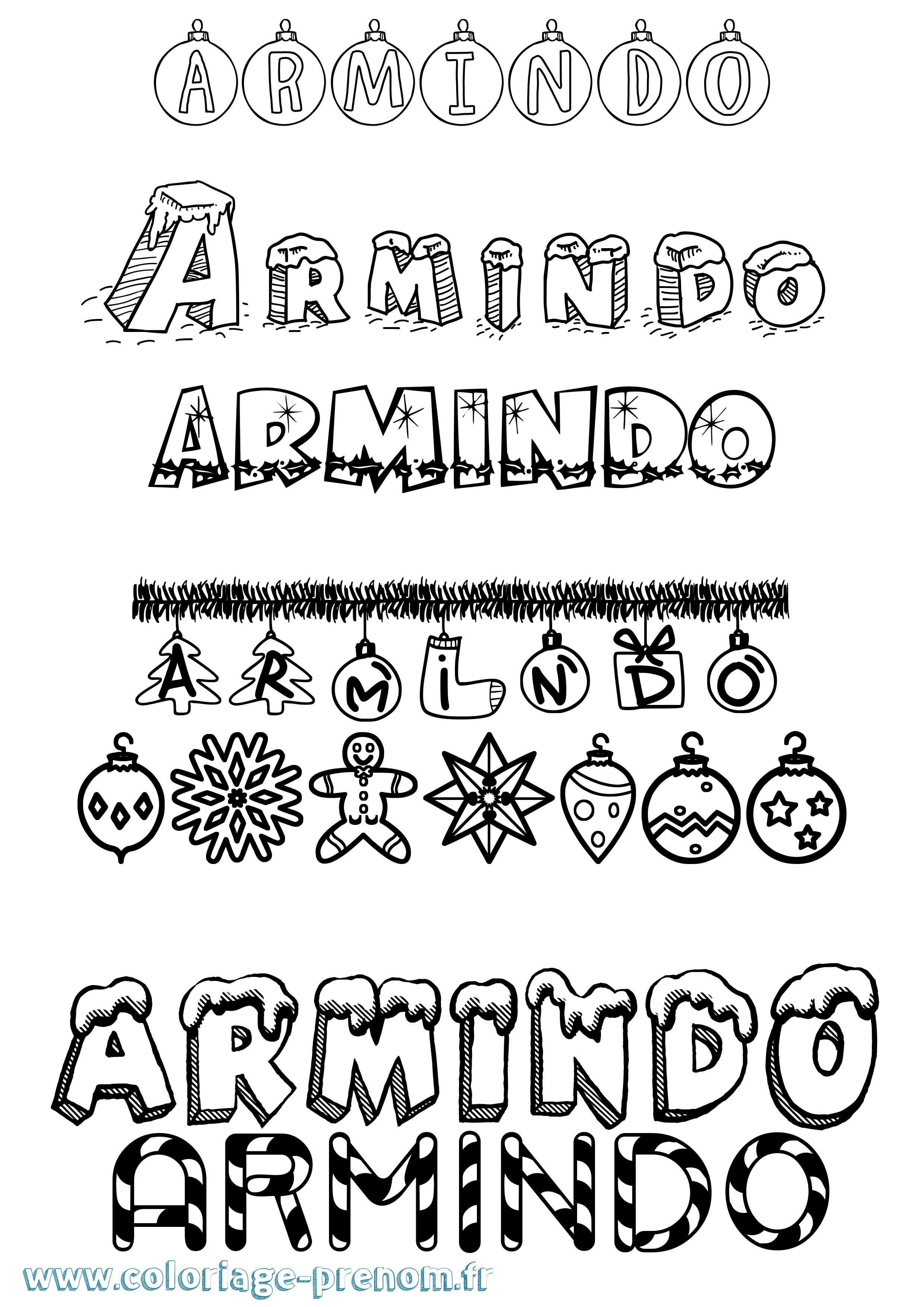 Coloriage Armindo Noël Coloriage prénom Armindo Noël