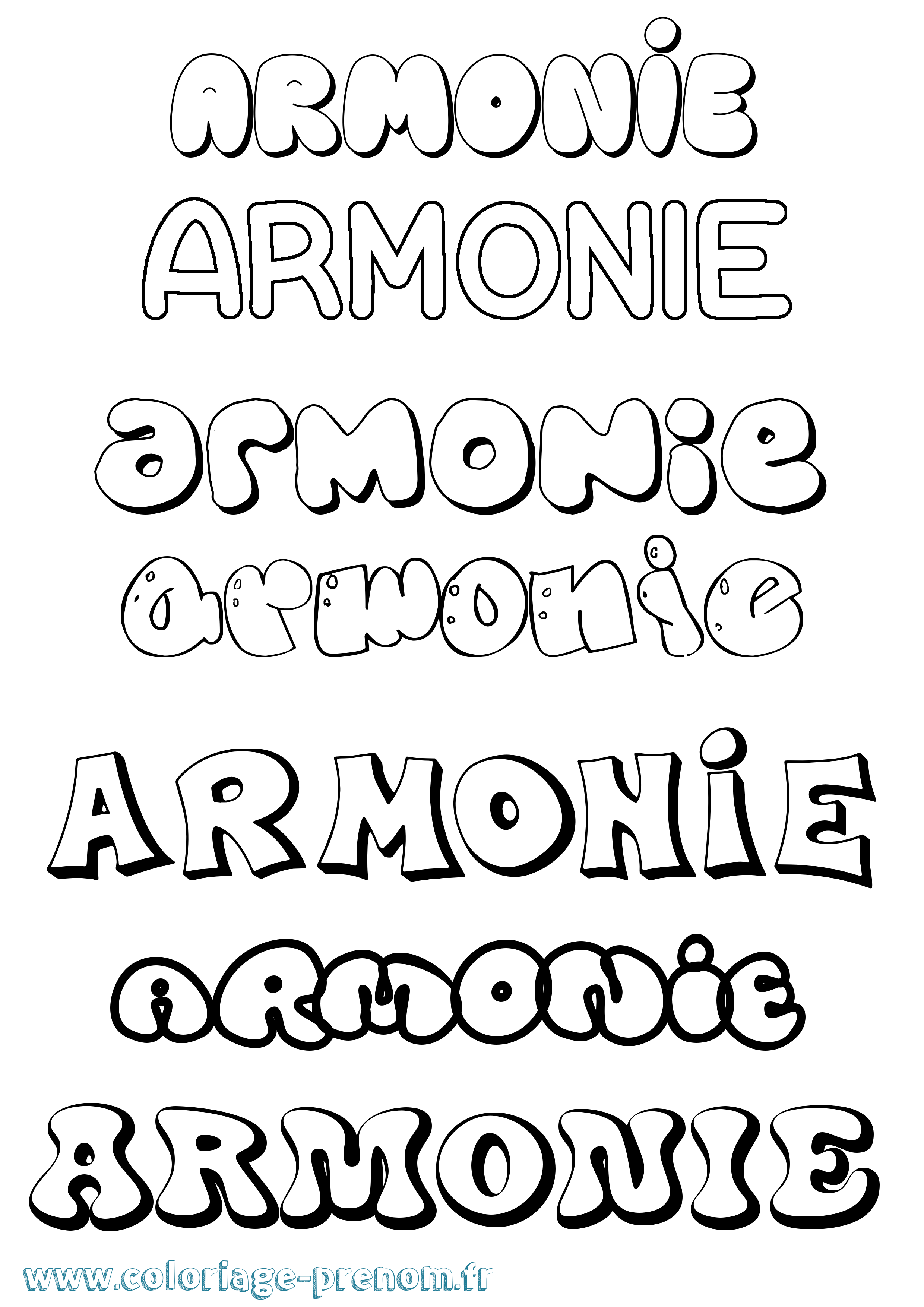 Coloriage Armonie Bubble Coloriage prénom Armonie Bubble