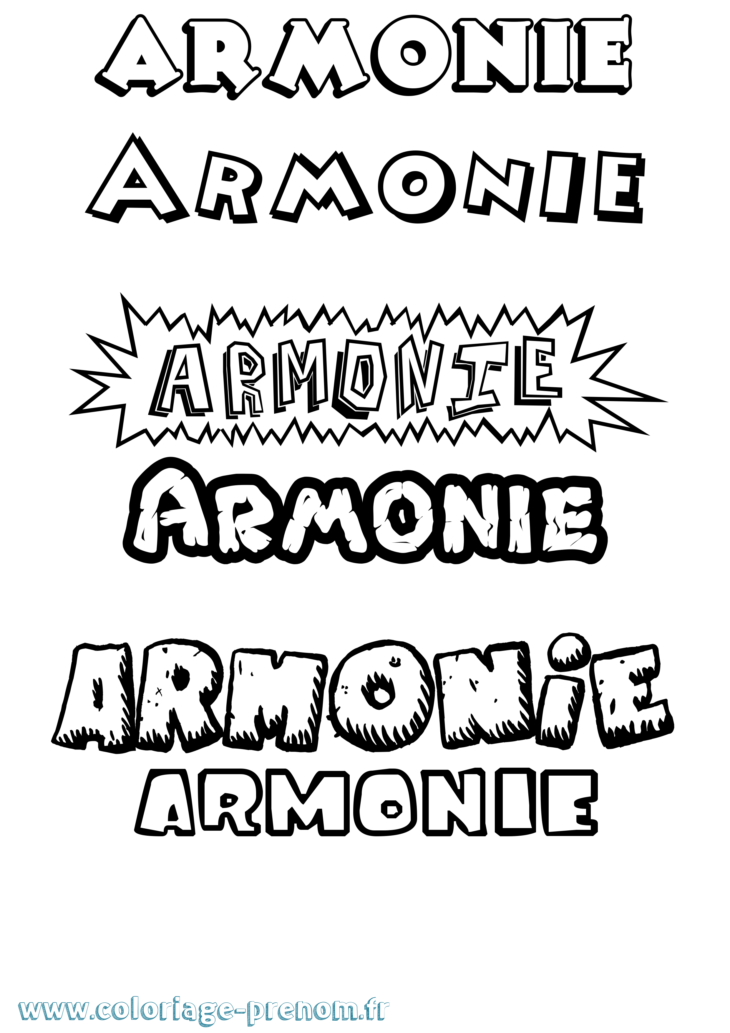 Coloriage Armonie Dessin Animé Coloriage prénom Armonie Dessin Animé