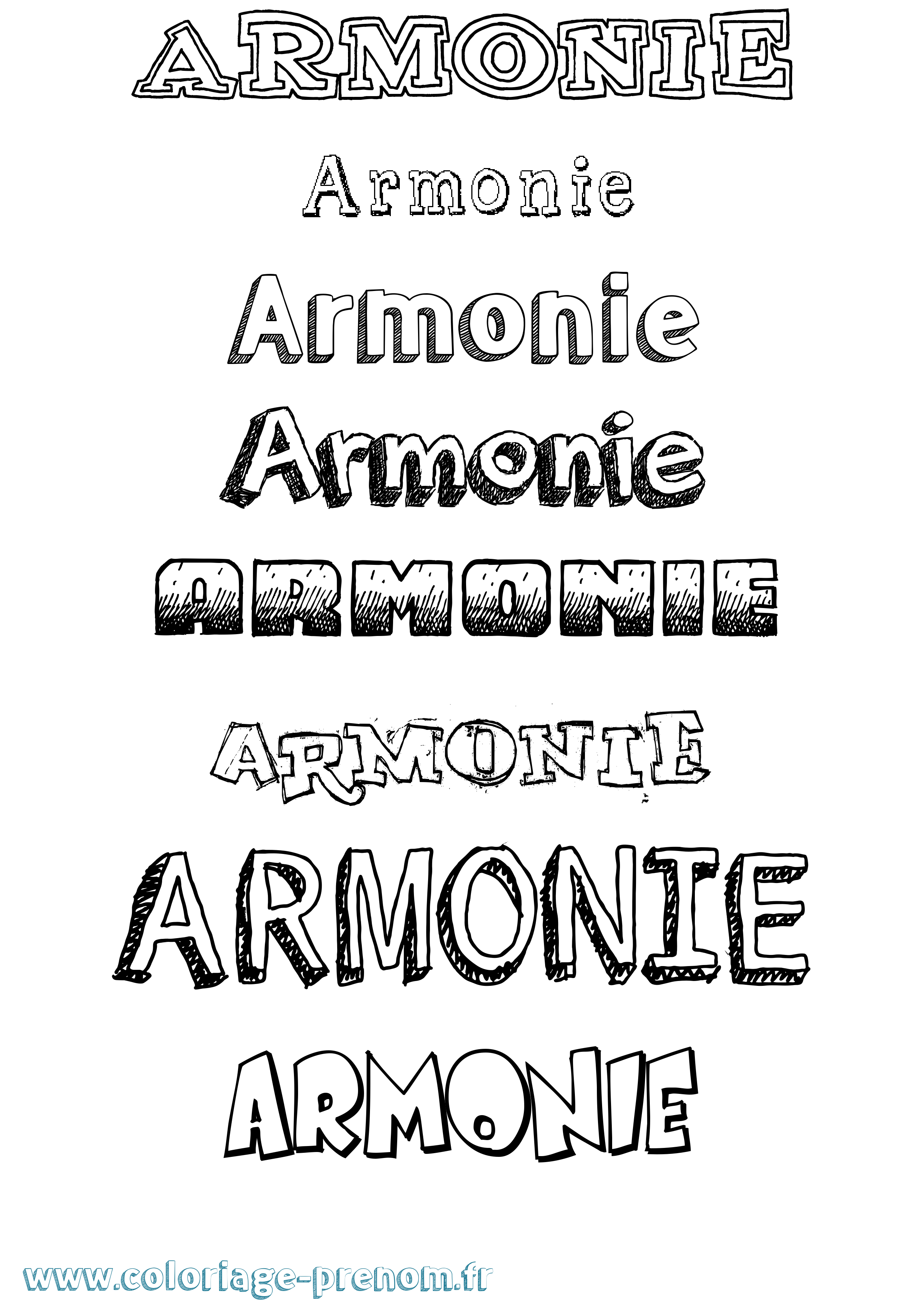 Coloriage Armonie Dessiné Coloriage prénom Armonie Dessiné