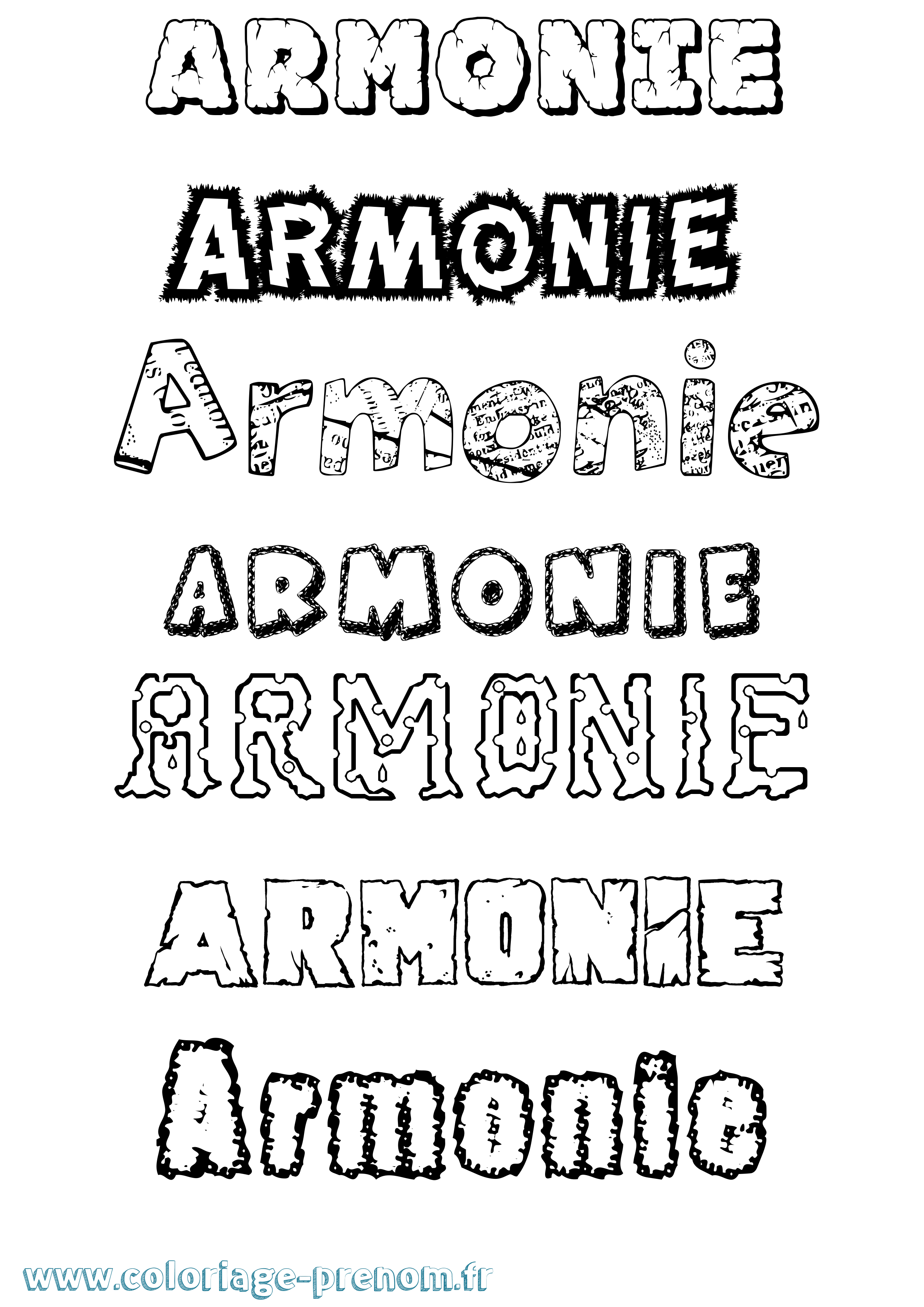 Coloriage Armonie Destructuré Coloriage prénom Armonie Destructuré