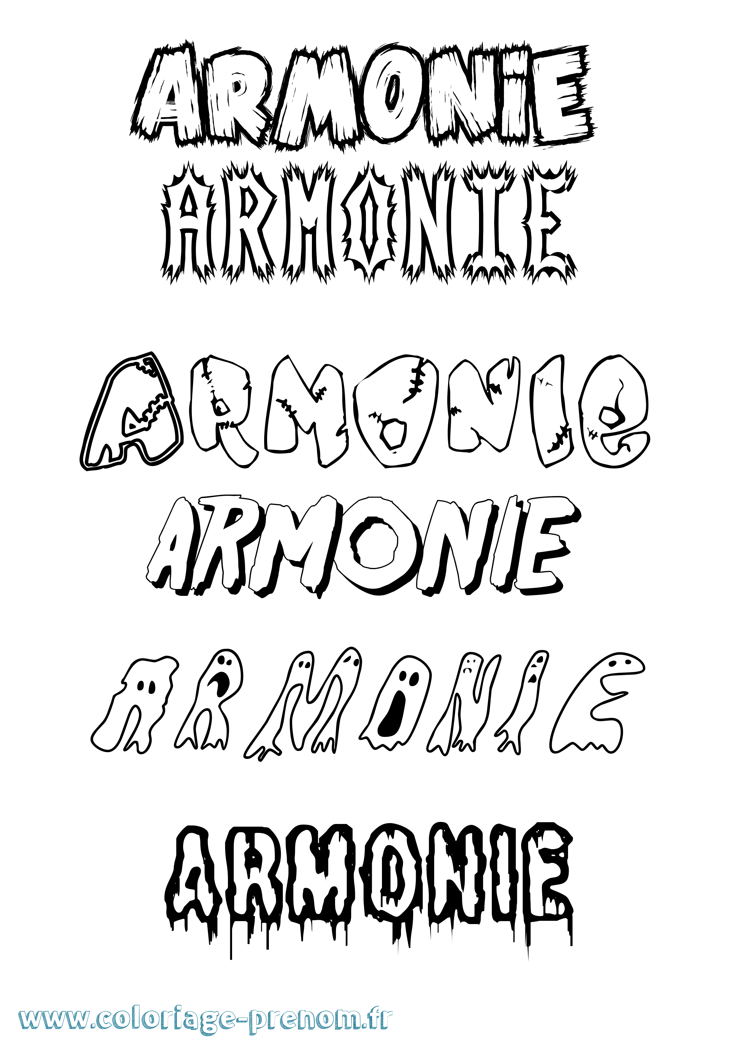 Coloriage Armonie Frisson Coloriage prénom Armonie Frisson