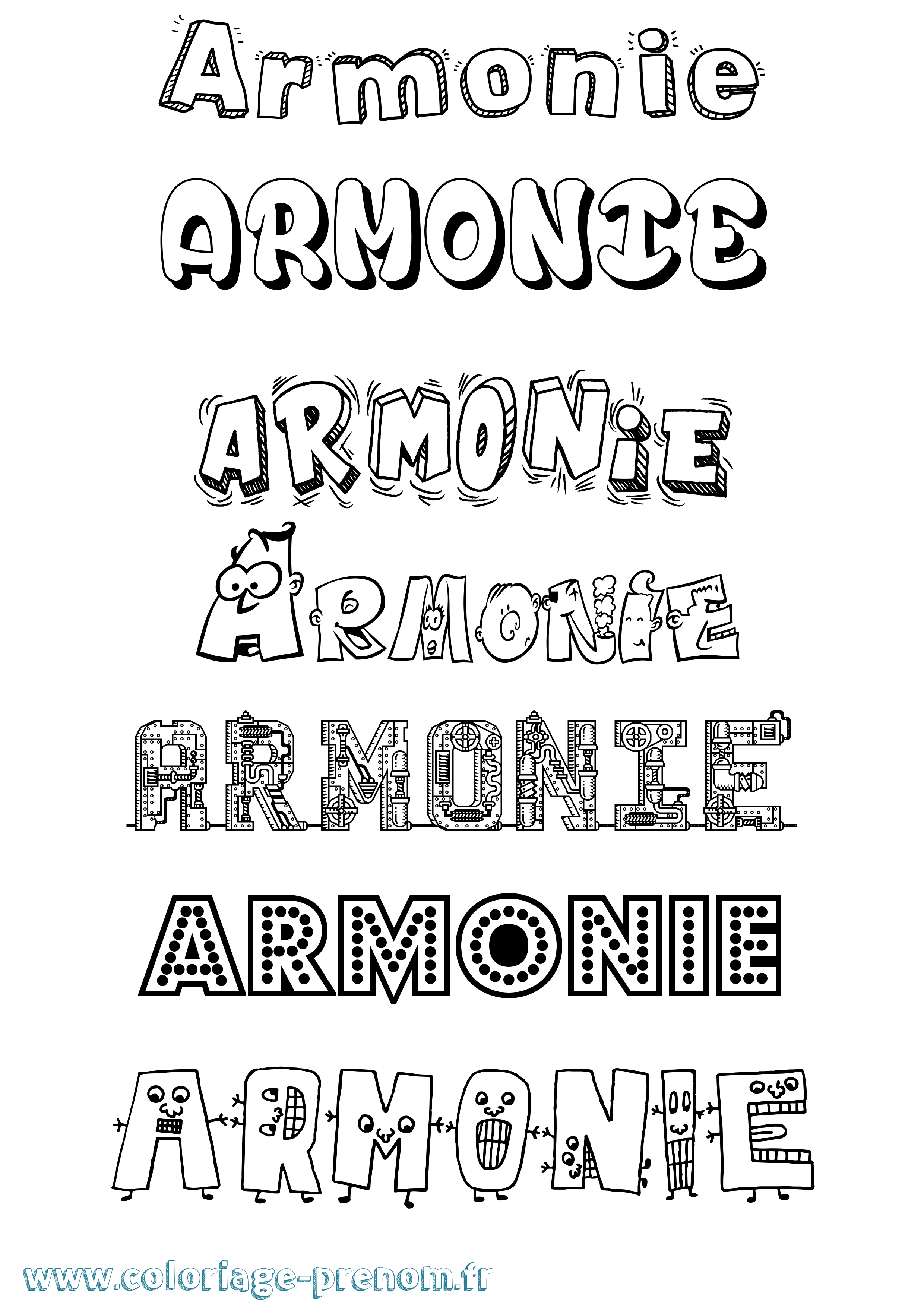 Coloriage Armonie Fun Coloriage prénom Armonie Fun