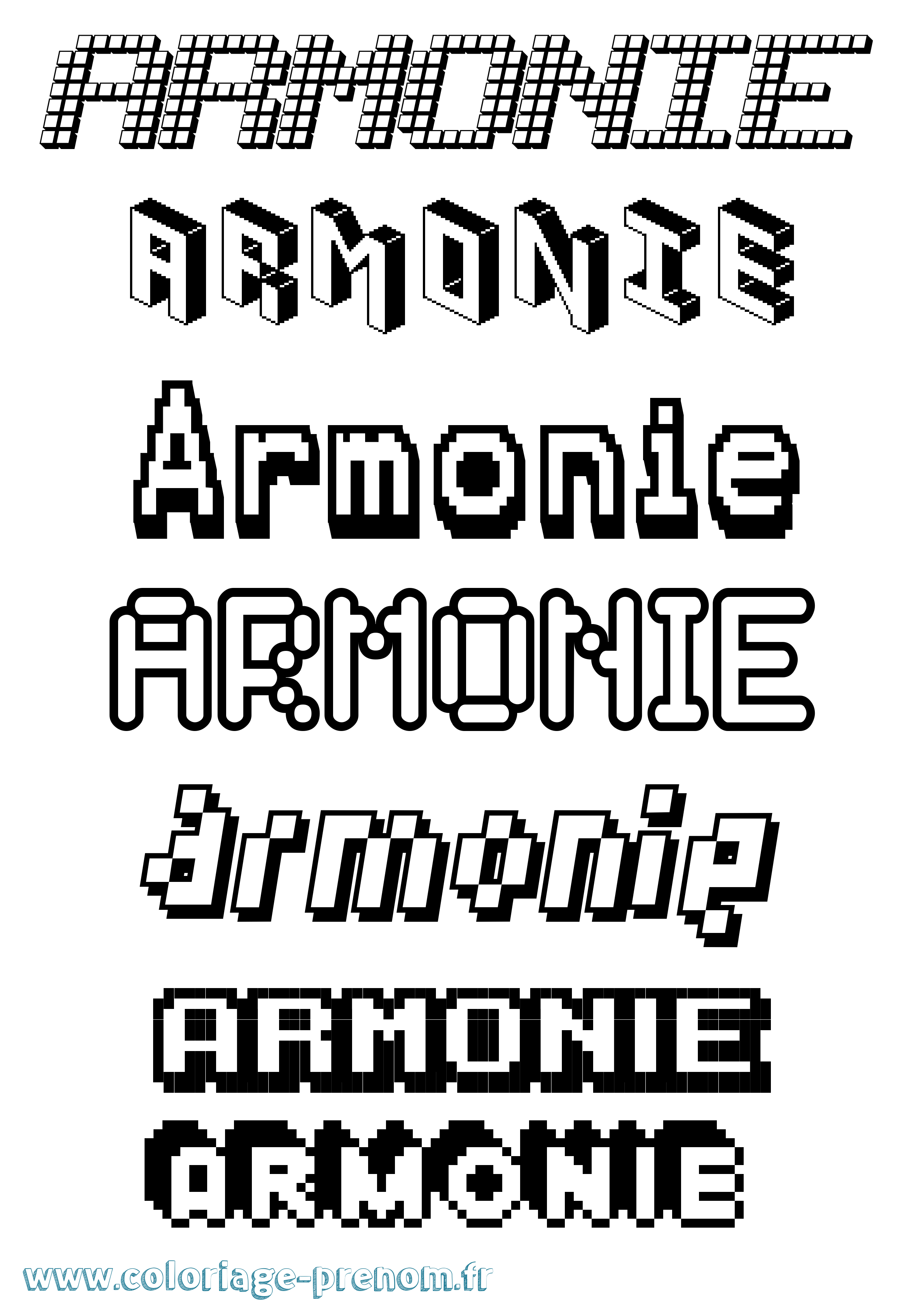 Coloriage Armonie Pixel Coloriage prénom Armonie Pixel