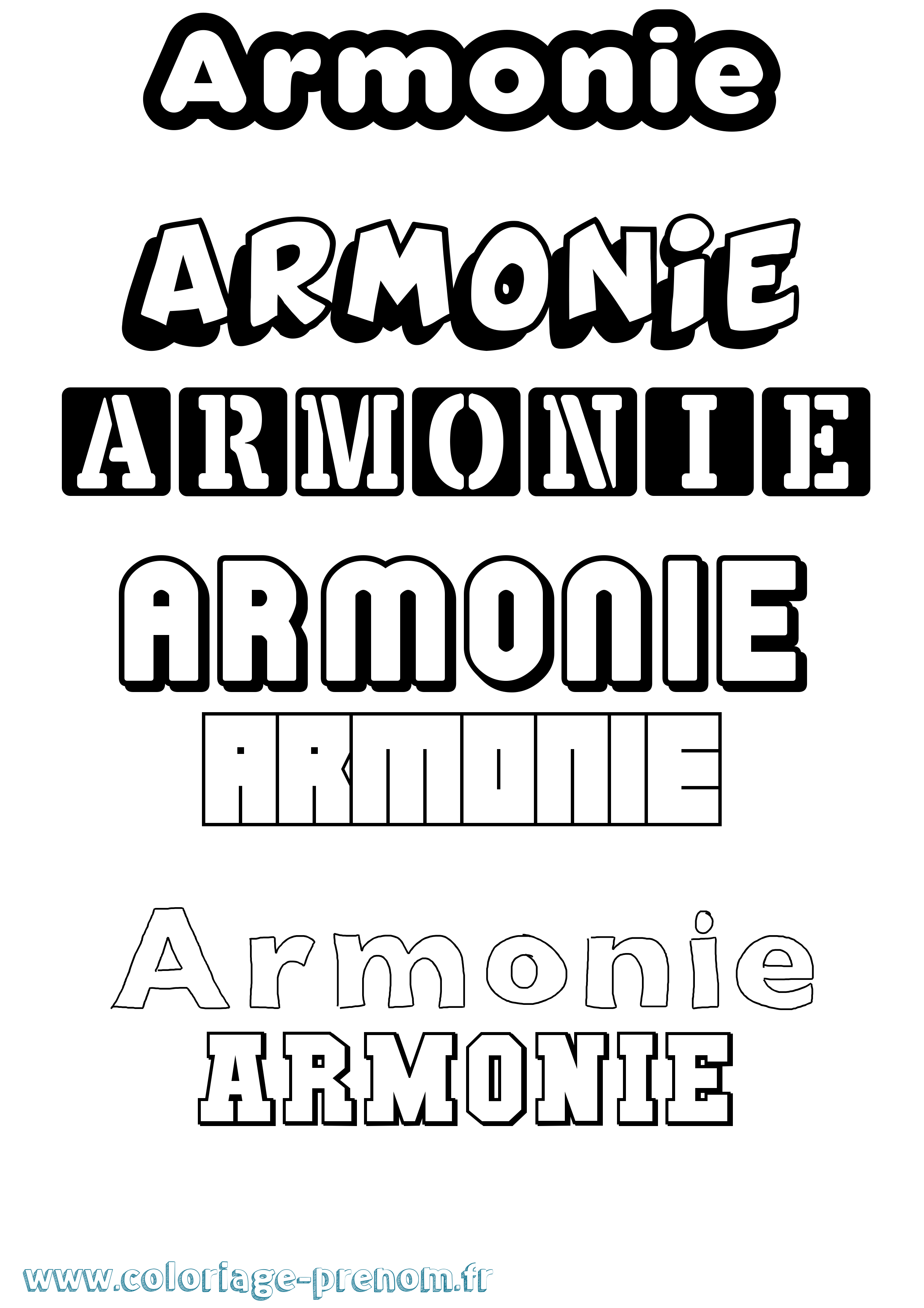 Coloriage Armonie Simple Coloriage prénom Armonie Simple