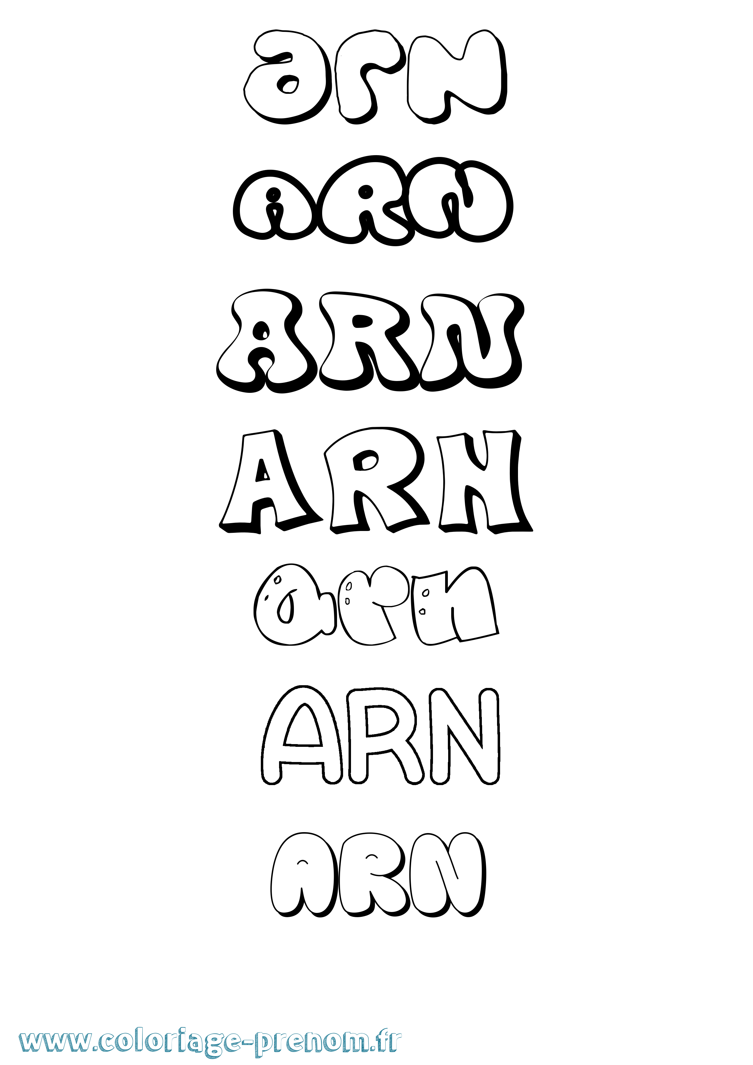 Coloriage Arn Bubble Coloriage prénom Arn Bubble