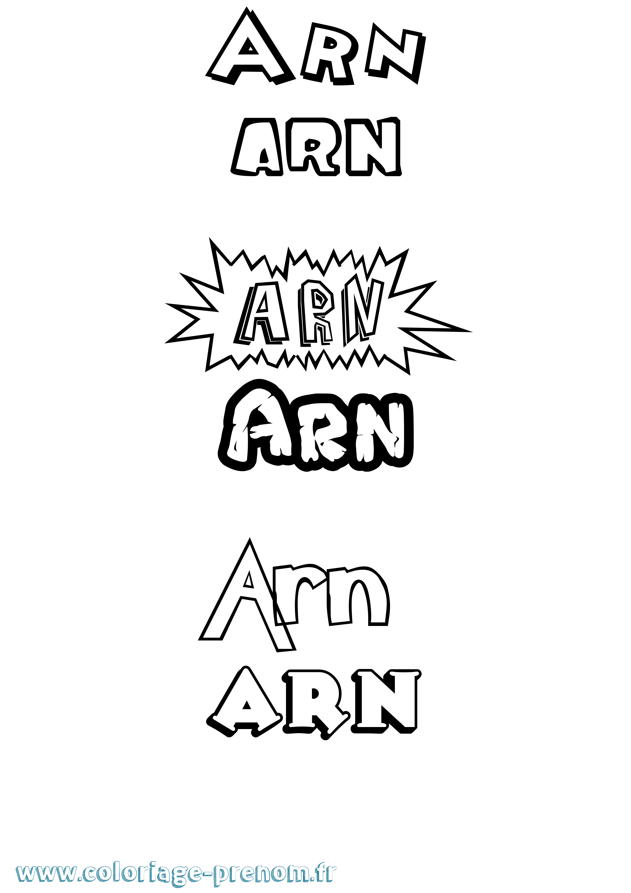 Coloriage Arn Dessin Animé Coloriage prénom Arn Dessin Animé