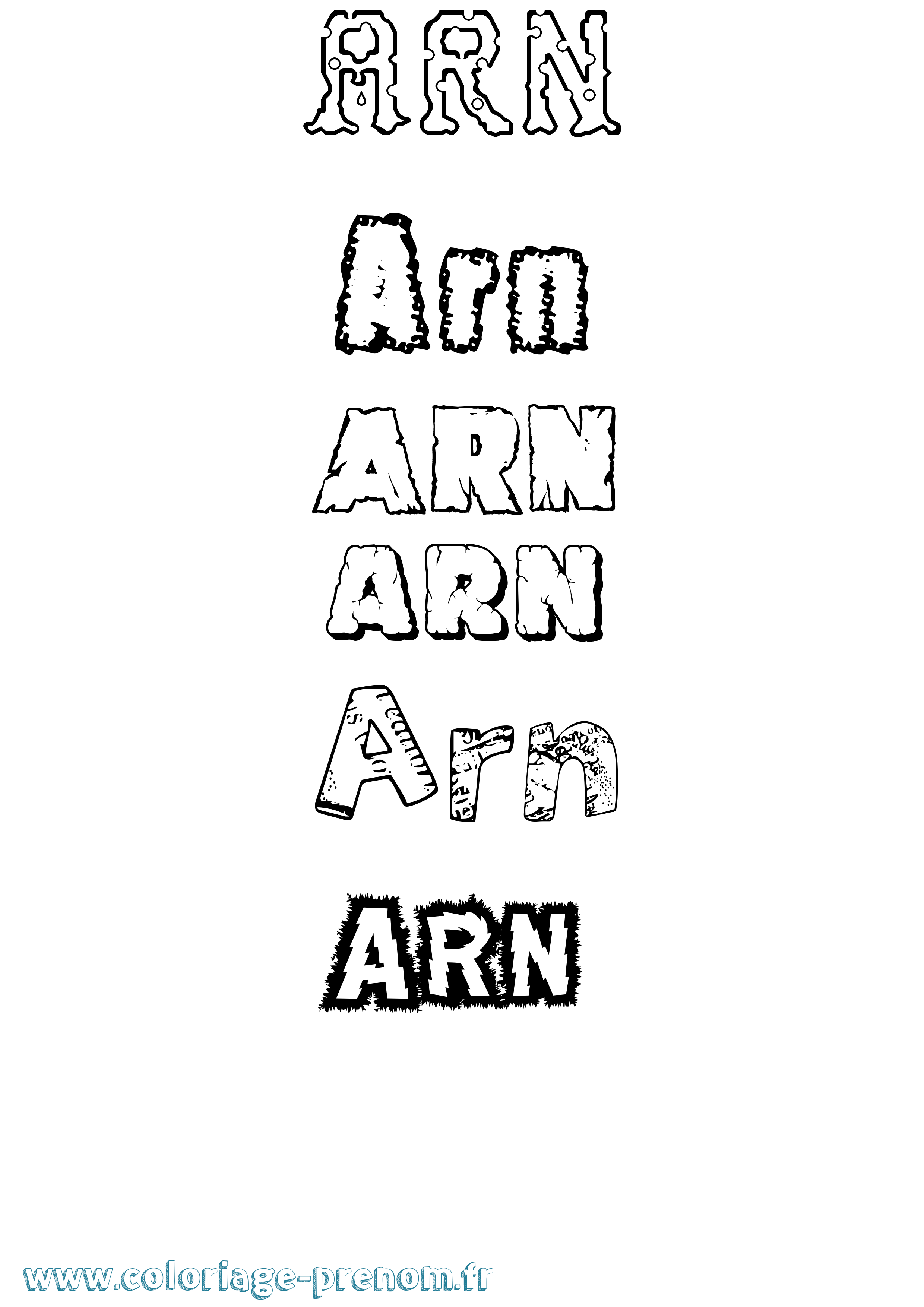 Coloriage Arn Destructuré Coloriage prénom Arn Destructuré