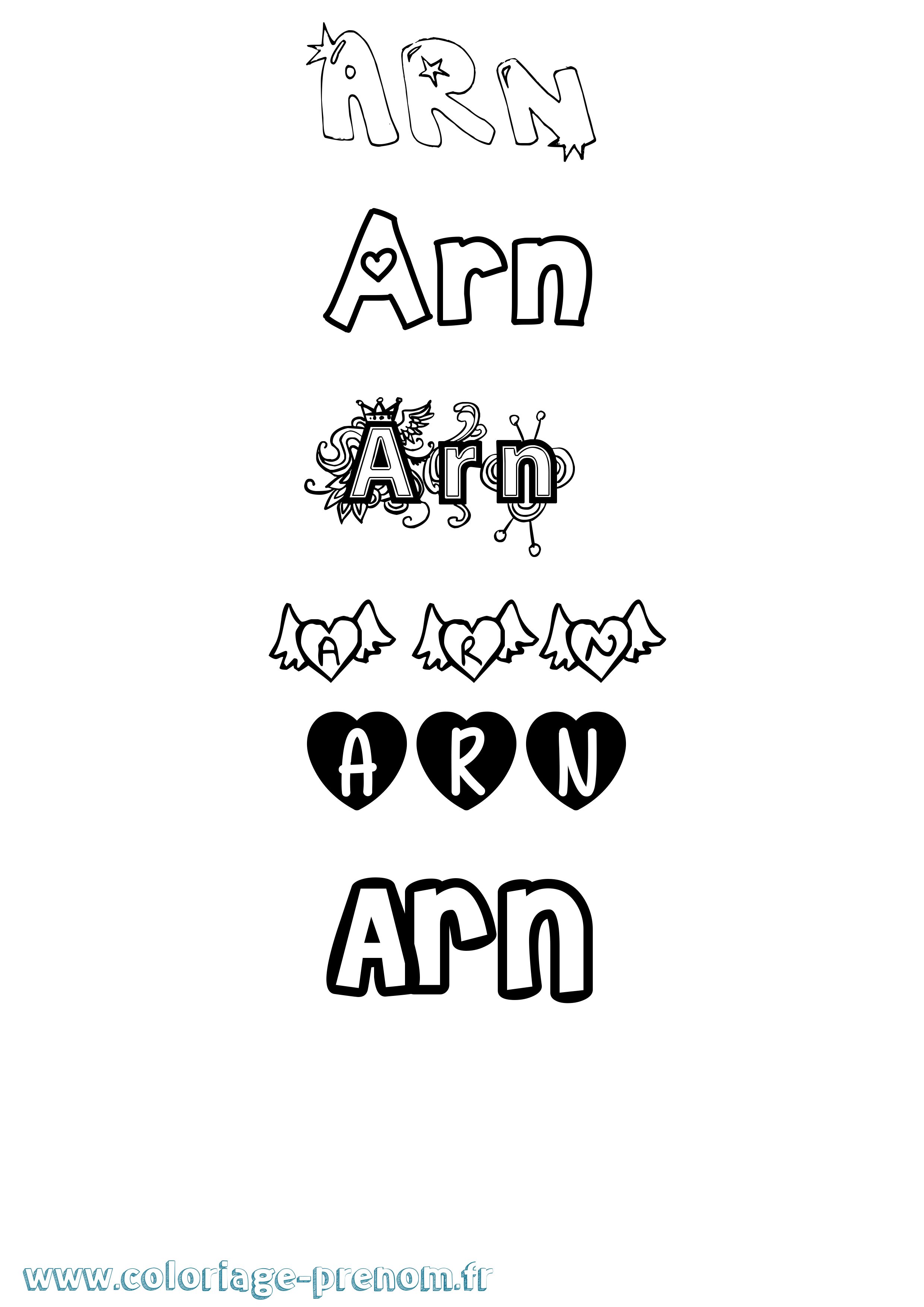 Coloriage Arn Girly Coloriage prénom Arn Girly
