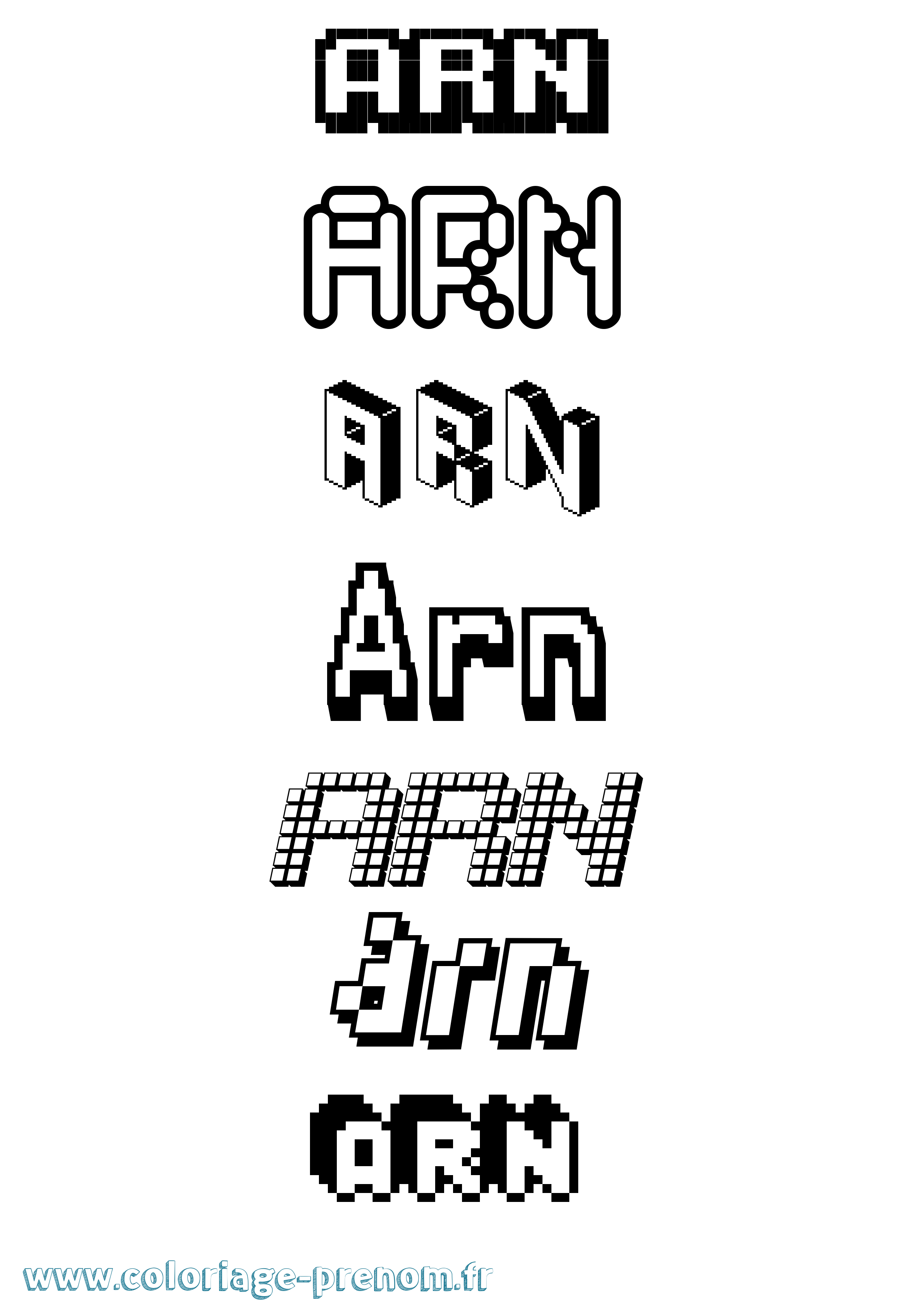 Coloriage Arn Pixel Coloriage prénom Arn Pixel