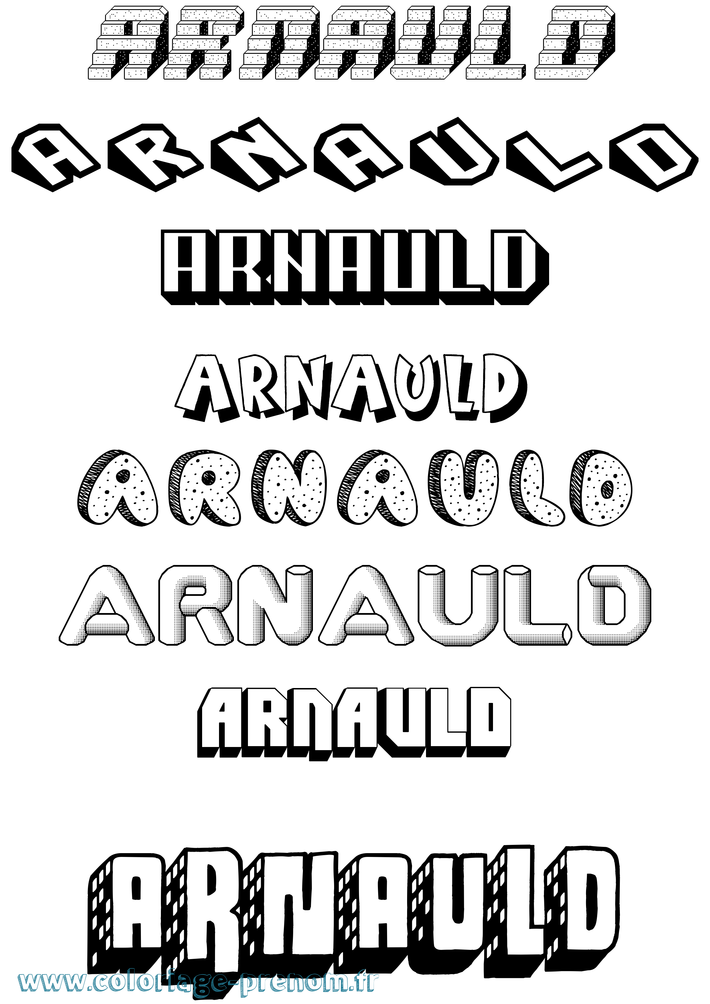Coloriage Arnauld Effet 3D Coloriage prénom Arnauld Effet 3D